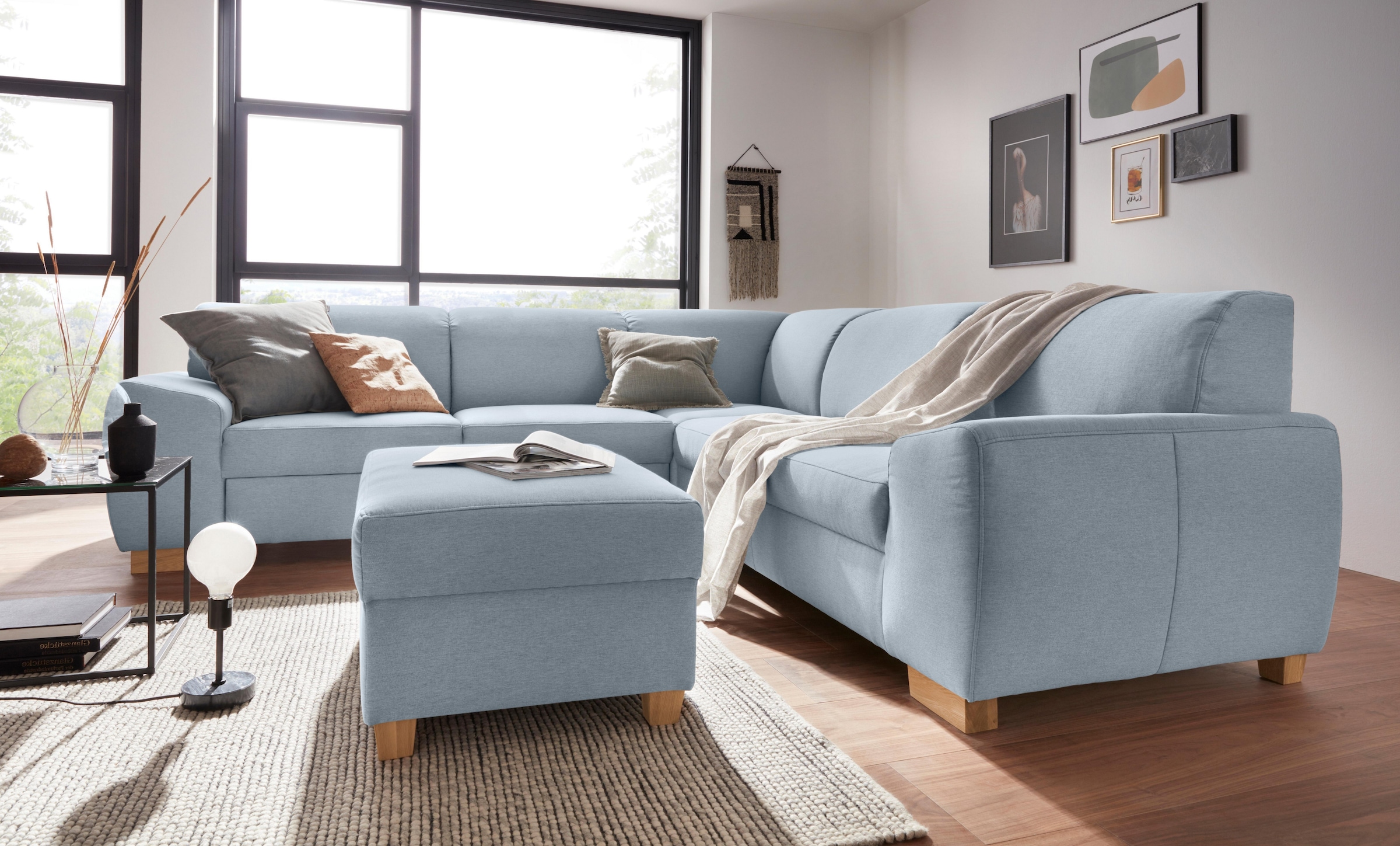 DOMO collection Ecksofa »Incanto kubische Formensprache, komfortabel, flache Armlehnen, L-Form«, wahlweise mit Bettfunktion