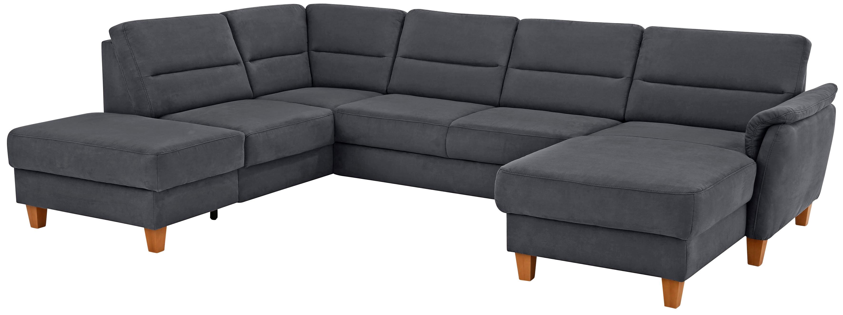 Home affaire Wohnlandschaft "Palmera U-Form, B: 308 cm, große Stoff + Leder Auswahl" mit Schlaffunktion, optional Bettkasten, Federkern, XXL-Wohnlandschaft