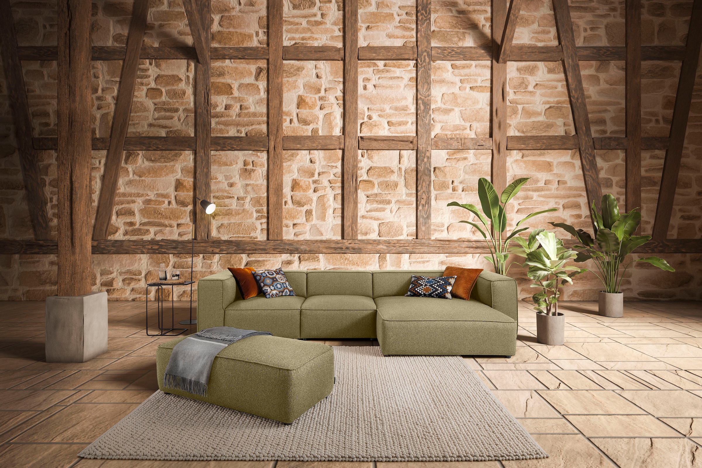 W.SCHILLIG Ecksofa »around-the-block«, mit eleganter Biese, mit Federkern, Breite 341 cm