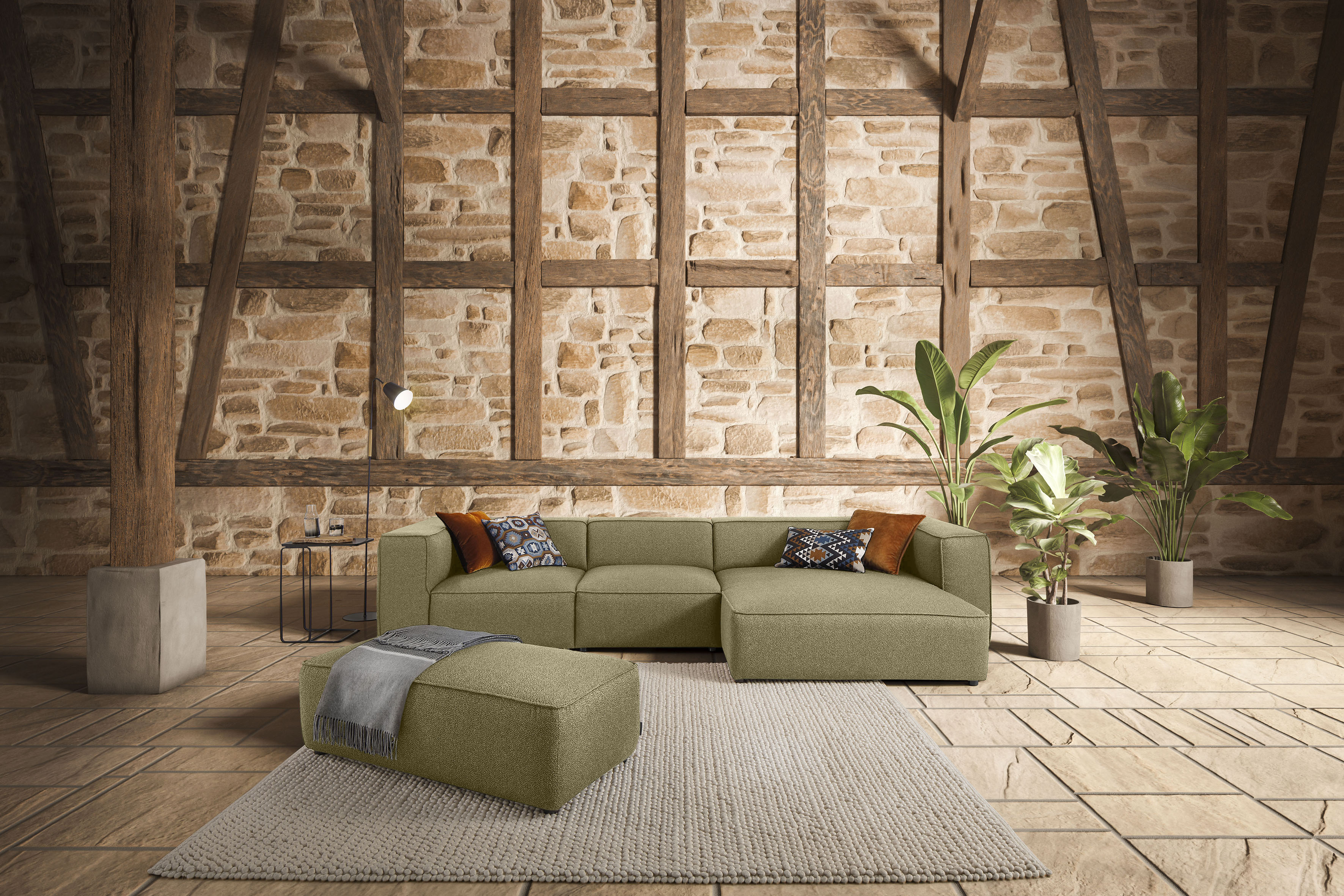 W.SCHILLIG Ecksofa "around-the-block Mega Sofa, viel Platz und hoher Sitzkomfort, L-Form" mit eleganter Biese, mit Federkern, Breite 341 cm
