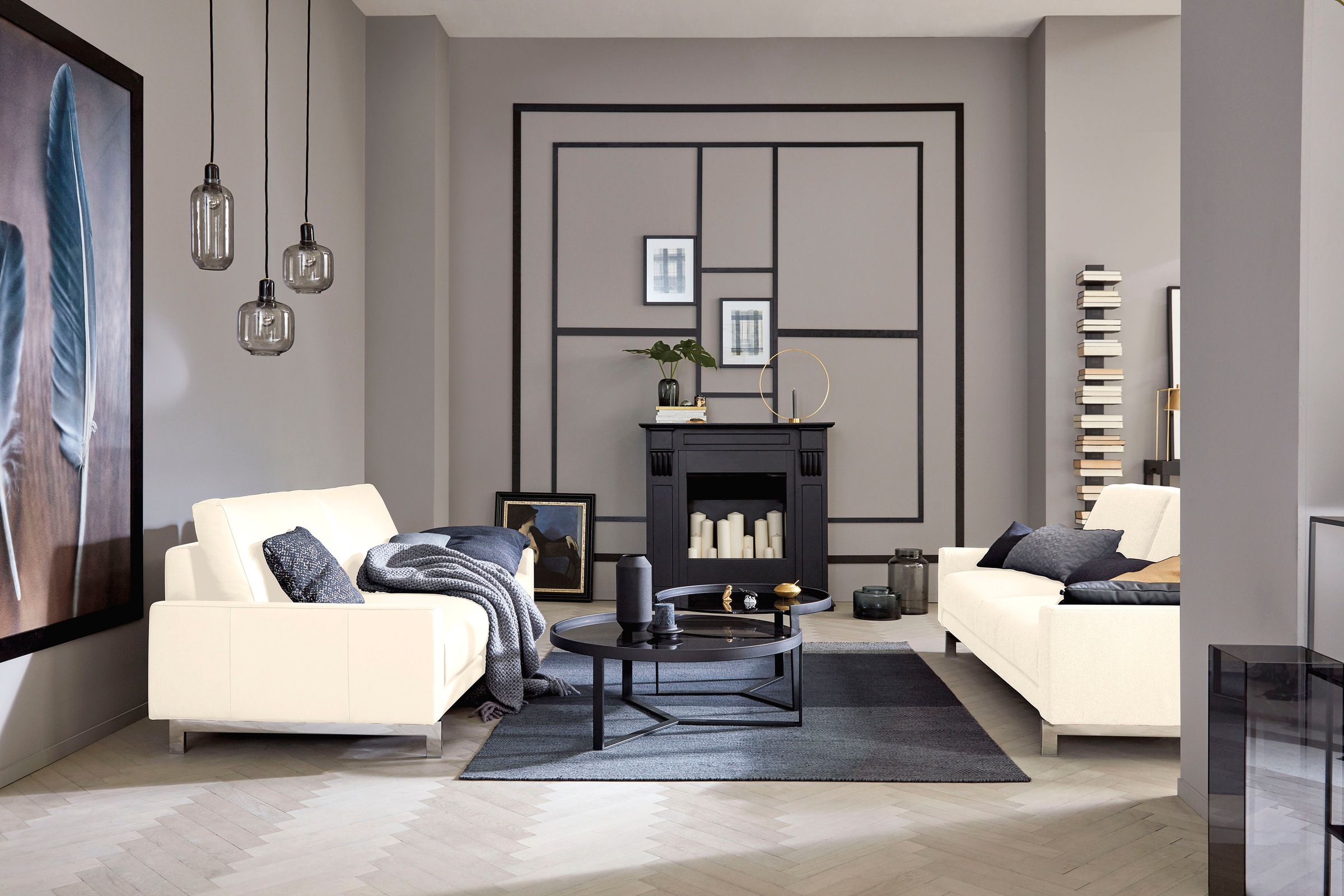 Creation BY ROLF BENZ 2,5-Sitzer »CR.450, Designsofa, Loungesofa«, Armlehne niedrig, Fuß chromfarben glänzend, Breite 184 cm