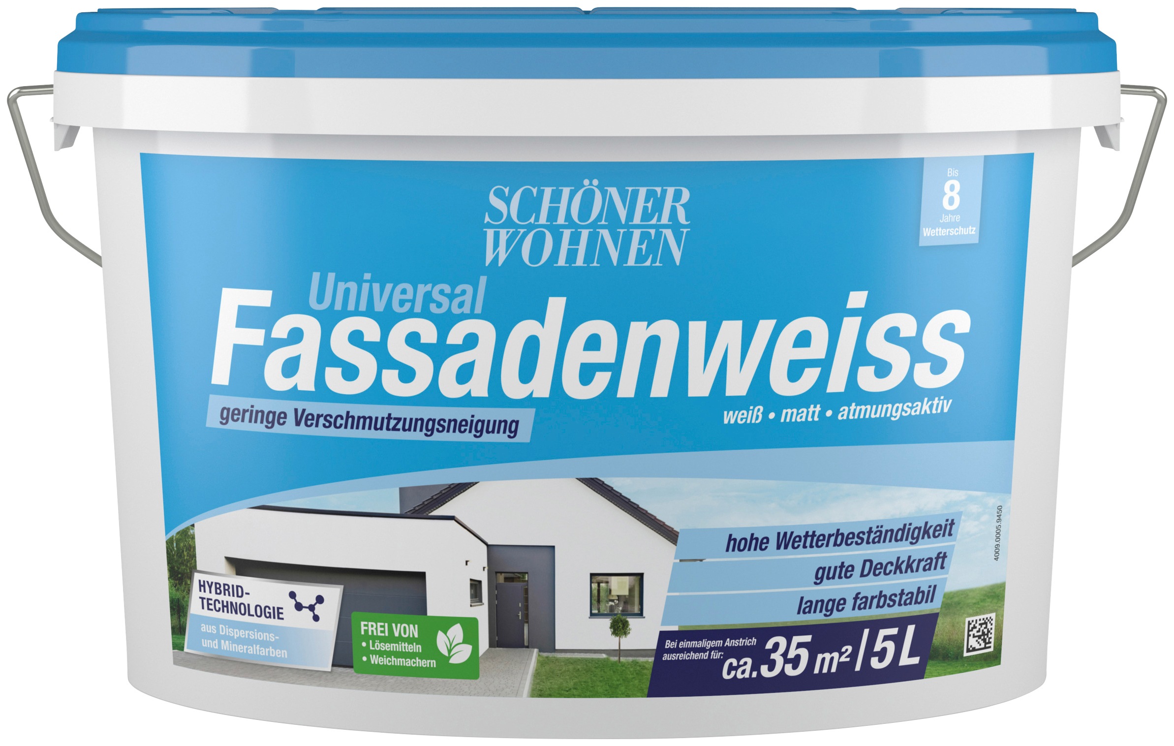 SCHÖNER WOHNEN FARBE Fassadenfarbe »Universal-Fassadenweiss«, 2,5 Liter, weiß, hoch...