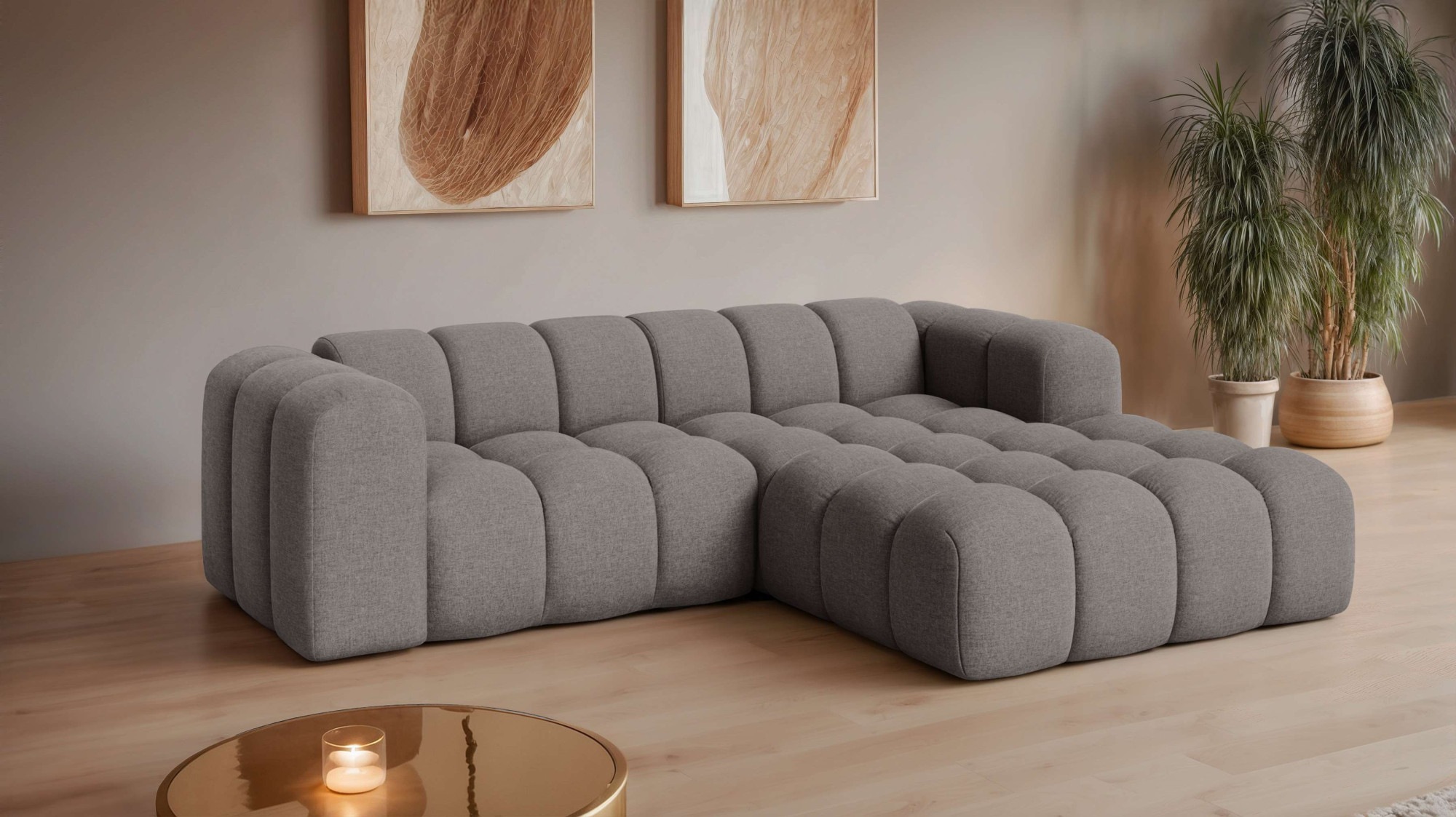 OTTO home Ecksofa "KALLIE Design-Sofa mit Wellenunterfederung, Bubble-Optik günstig online kaufen