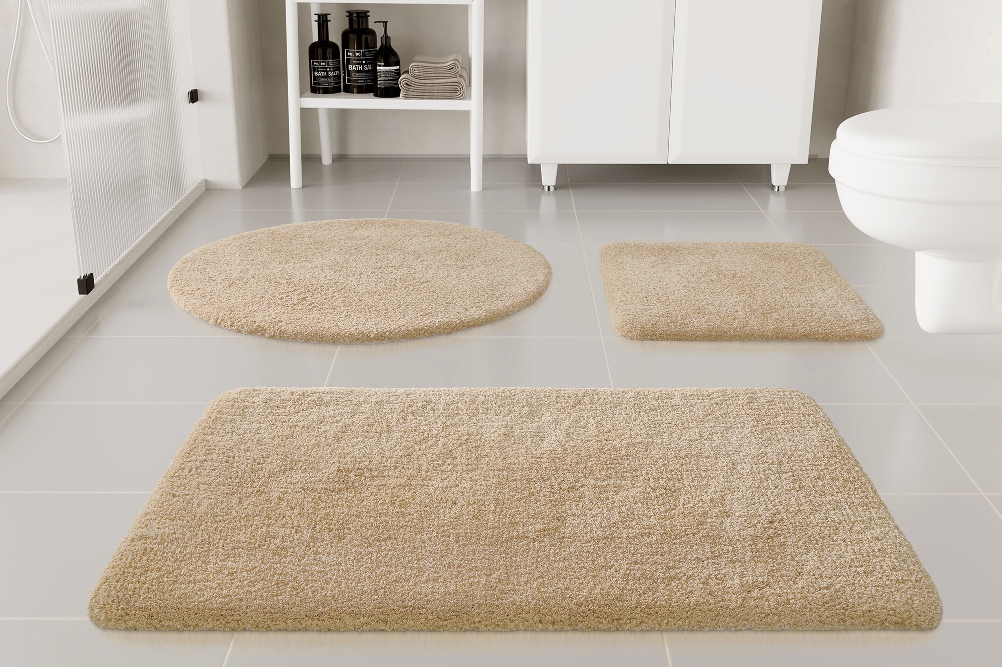 my home Badematte »Kaarin«, rutschhemmend beschichtet, schnell trocknend, Badteppich, getuftet, flauschig, hochflor, große Farbauswahl