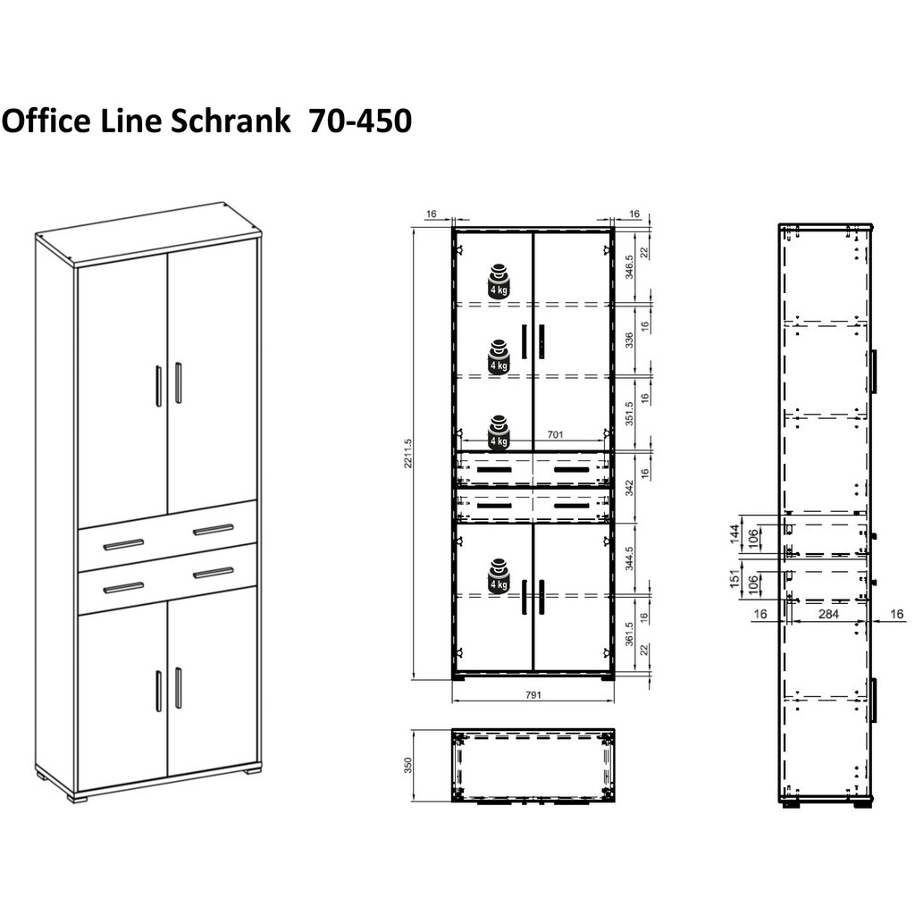 BEGA OFFICE Aktenschrank »Office Line«, Büroschrank, Aktenschrank Mehrzweckschrank wahlweise in 3 Farben