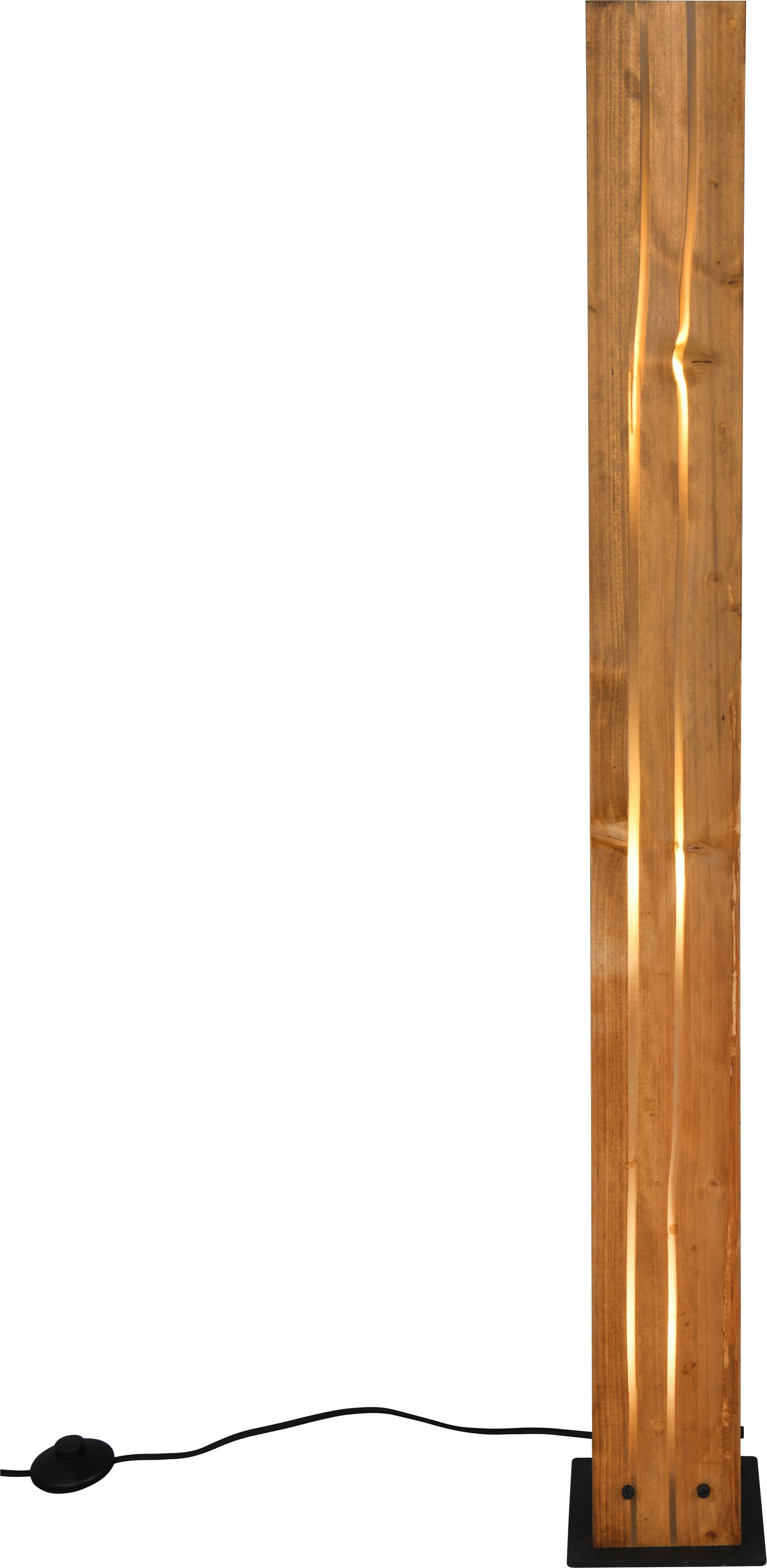 TRIO Leuchten Stehlampe »KARUNI, Stehleuchte aus Metall + Holz naturbelassen, indirektes Licht« E27 1 Stk. warmweiß - kaltweiß exkl 3x E27 max 10W, Höhe 121 cm Holz Stehleuchte Wohnzimmer