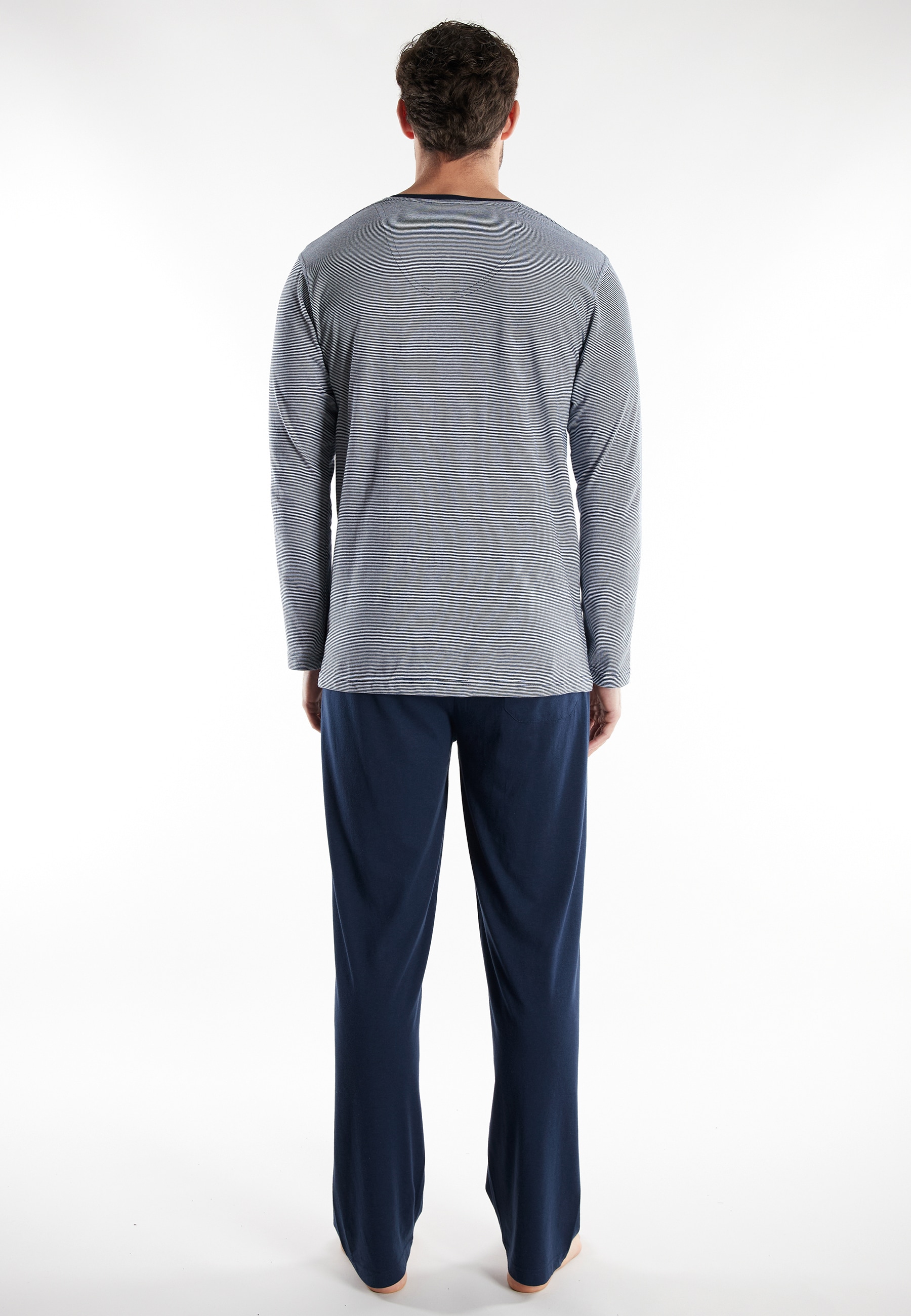 TOM TAILOR Pyjama »Nevada« 2 tlg. Streifendesign, Langarm, V-Ausschnitt, lange Hose, atmungsaktiv