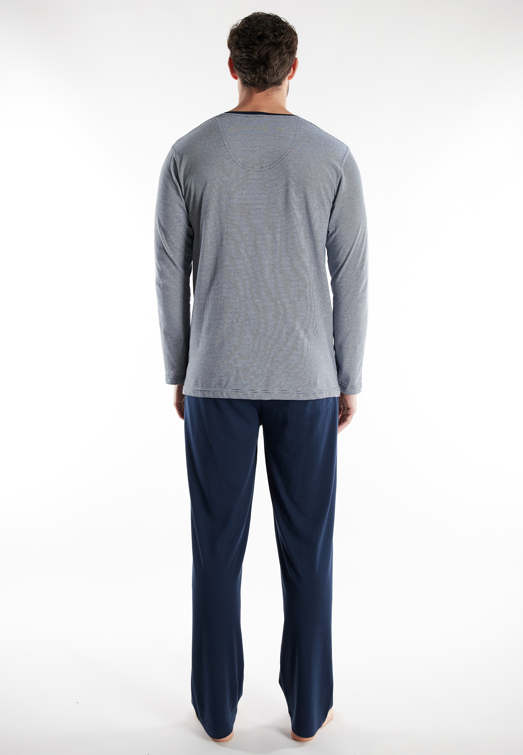 Thumbnail - TOM TAILOR Pyjama "Nevada" 2 tlg. Streifendesign, Langarm, V-Ausschnitt, lange Hose, atmungsaktiv