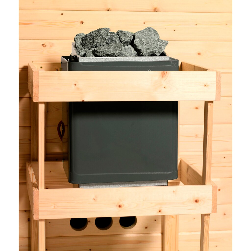 Karibu Sauna »Corvina«, (Set), 9-kW-Bio-Ofen mit externer Steuerung