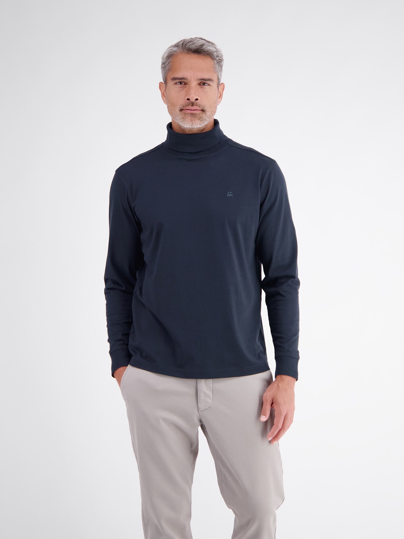 LERROS Rollkragenshirt mit Logo Stickerei