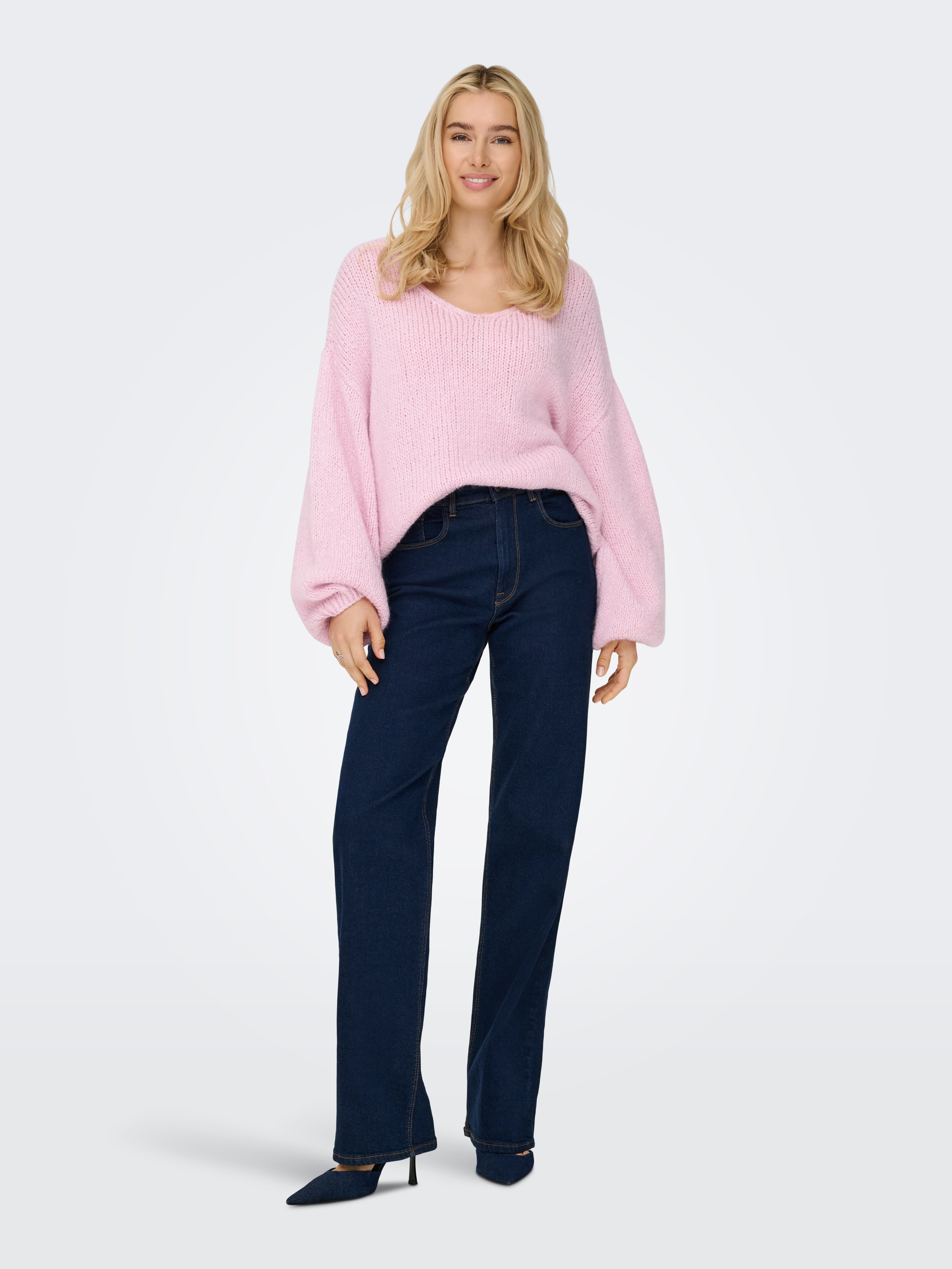 JDY V-Ausschnitt-Pullover »JDYDINEA L/S REVERSIBLE PULLOV. KNT NOOS« Kunstfaser, regular fit