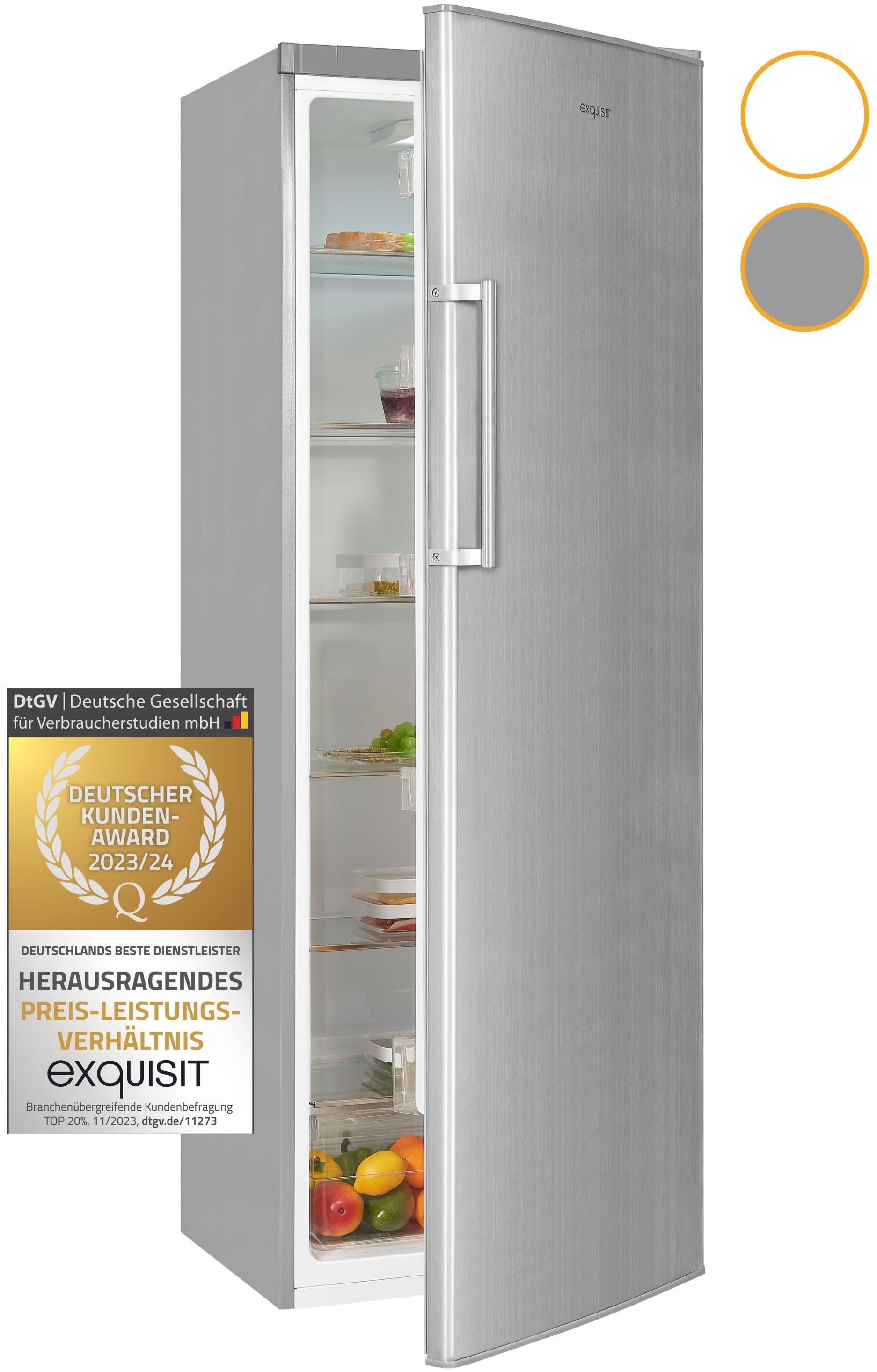 exquisit Vollraumkühlschrank »KS350-V-H-040D inoxlook«