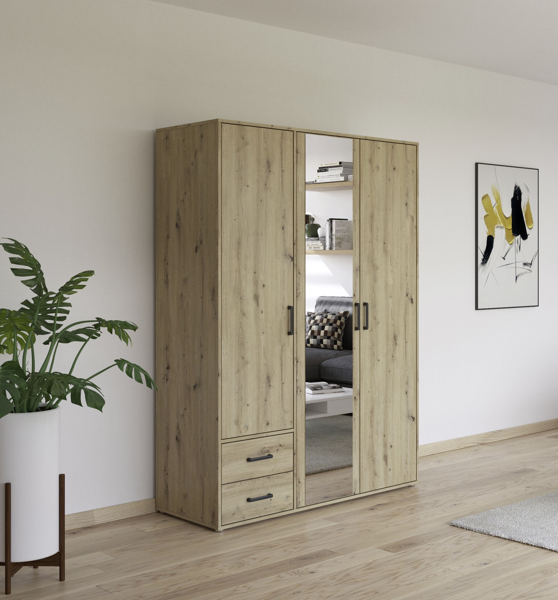 Thumbnail - rauch Drehtürenschrank "Kleiderschrank Schrank Garderobe Wäscheschrank VOYAGER", (in 3 verschiedenen Ausstattungen BASIC...