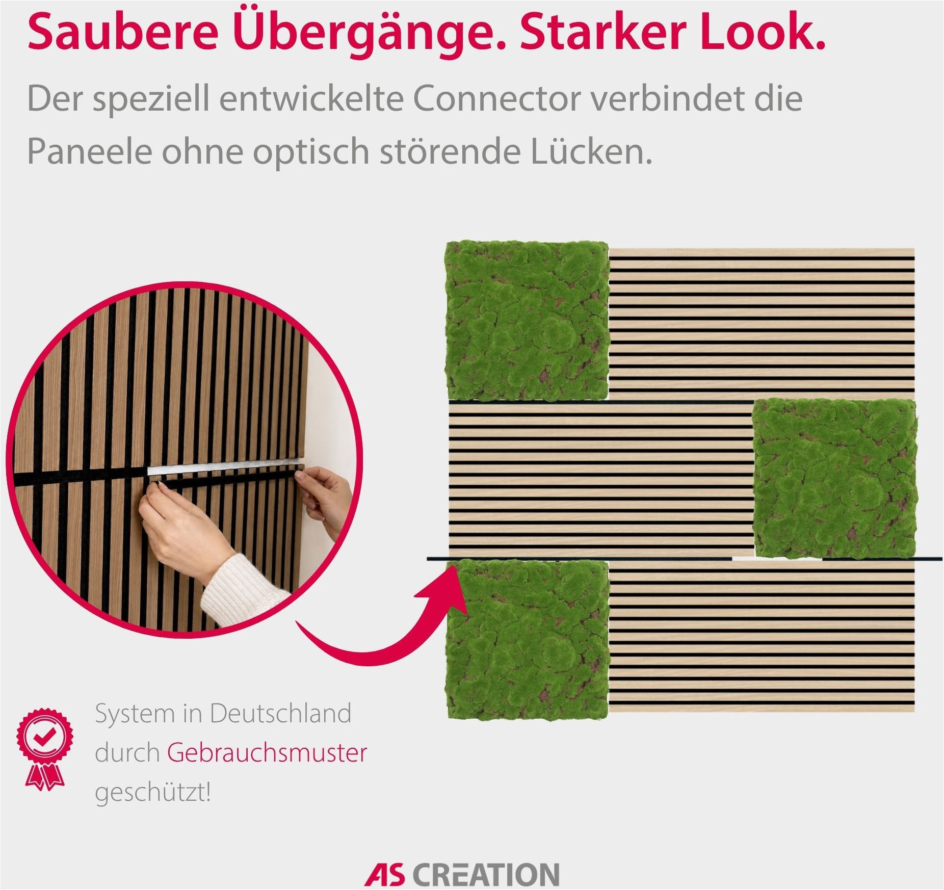 Architects Paper Schallschutzpaneel »A.S. Création Modular Wall Akustikpaneel Holzlamellen Eiche« 1 tlg. Echtholzfurnier auf rPET-Filz mit Schallabsorptionsklasse E