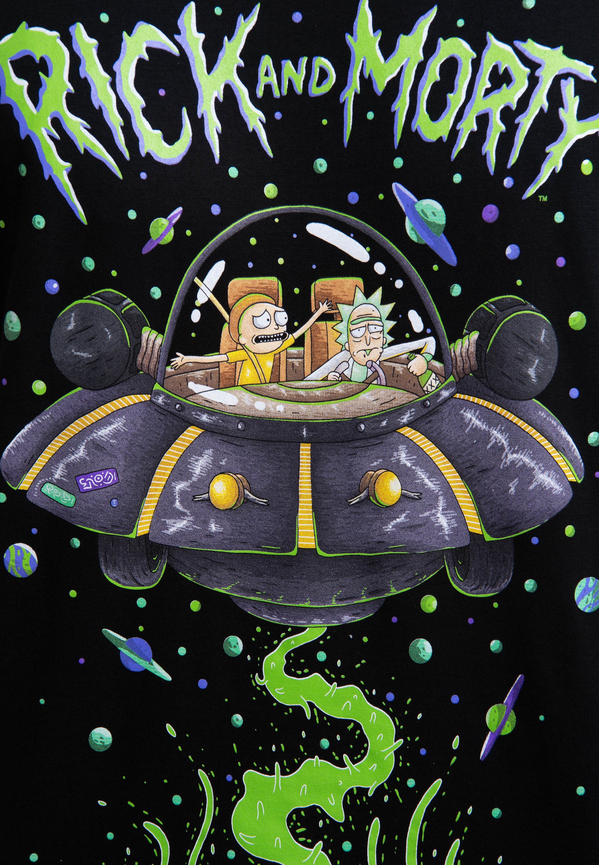 LOGOSHIRT T-Shirt »Rick & Morty - Raumschiff«, mit lizenziertem Print