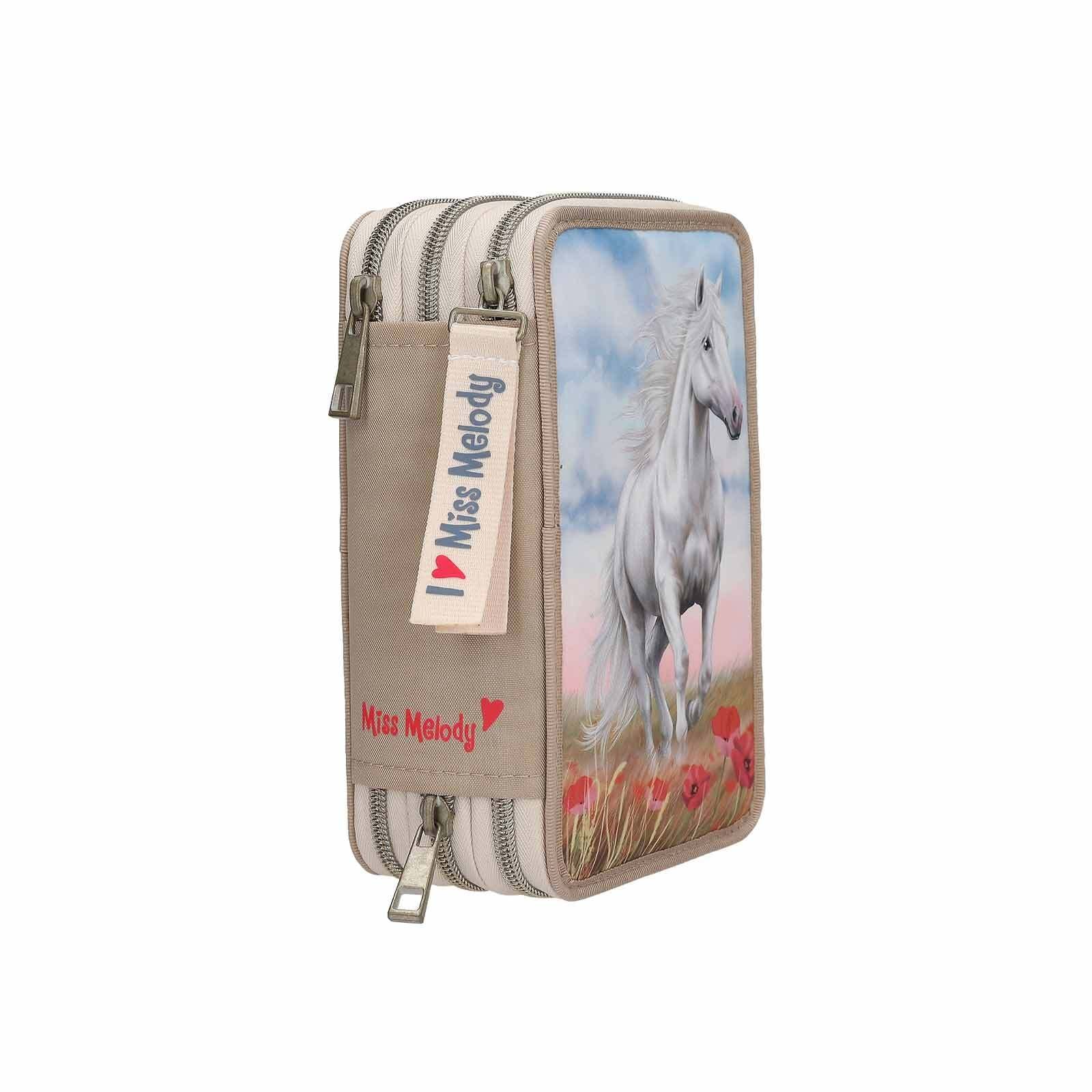 Depesche Buntstift »3-Fach Federtasche Poppy Sand Miss Melody 20 x 13 x 7,5 cm beige«