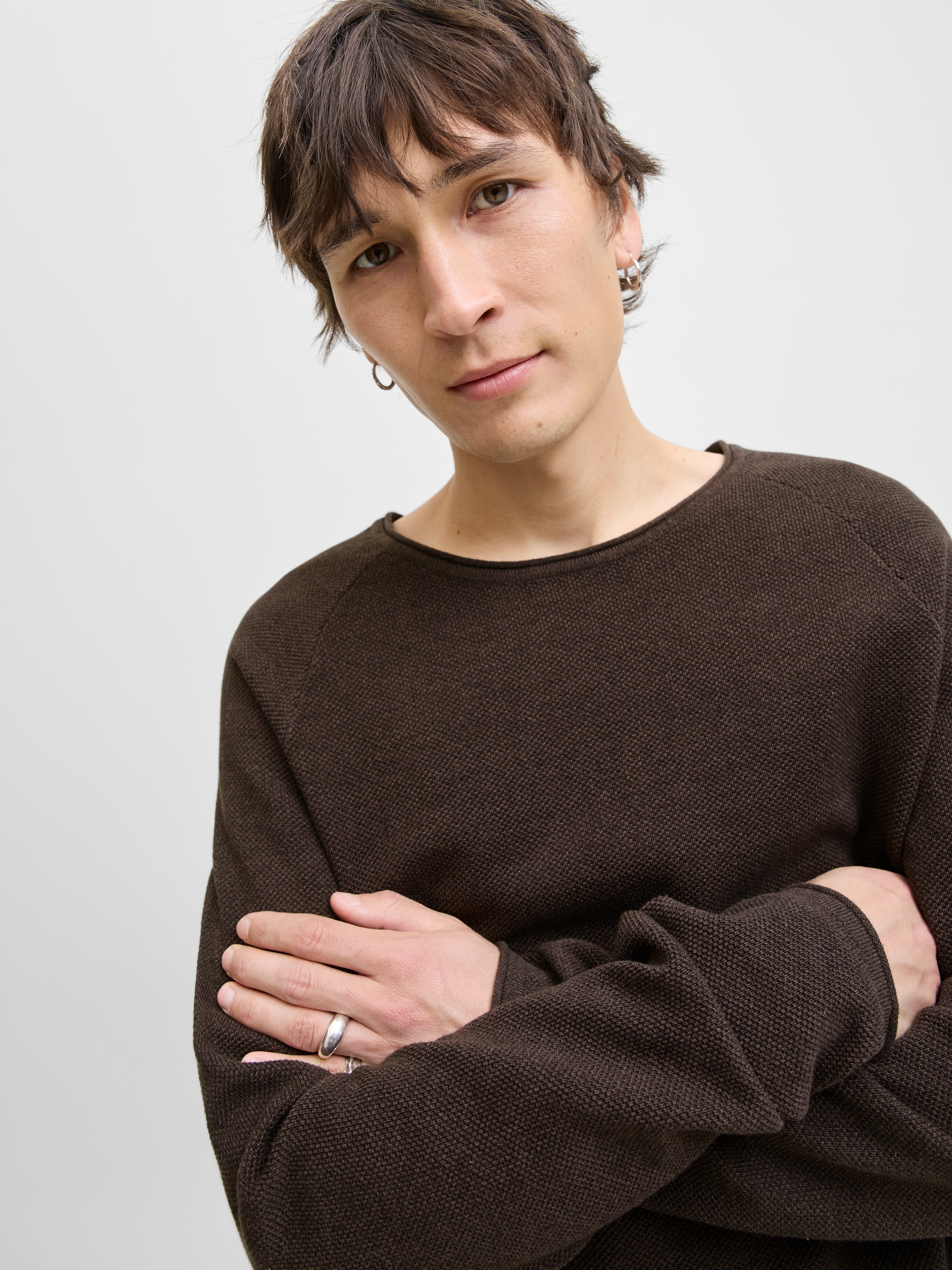 Jack & Jones Rundhalspullover "JJEHILL KNIT CREW NECK NOOS", mit Strukturst günstig online kaufen