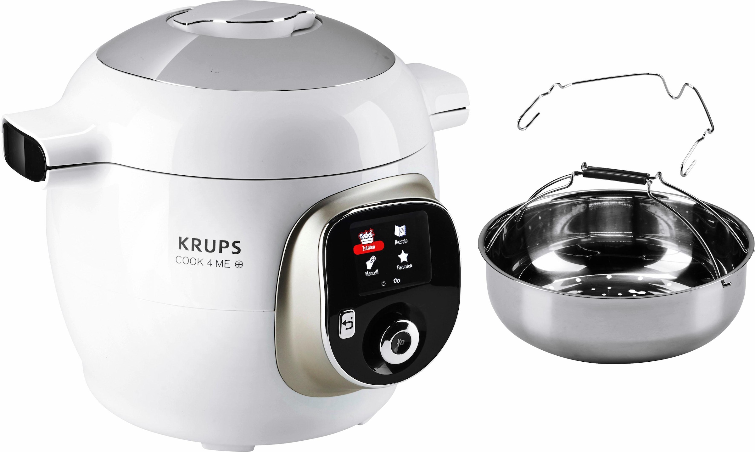 Krups Multikocher "CZ7101 Cook4Me +", 6L Kapazität, digitale Rezepte, Schnellkochtopf, Dampfgaren, Anbraten