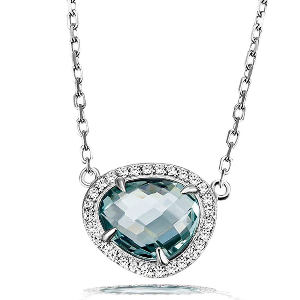 goldmaid Collier 925 Silber Glasstein blau mit Zirkonia