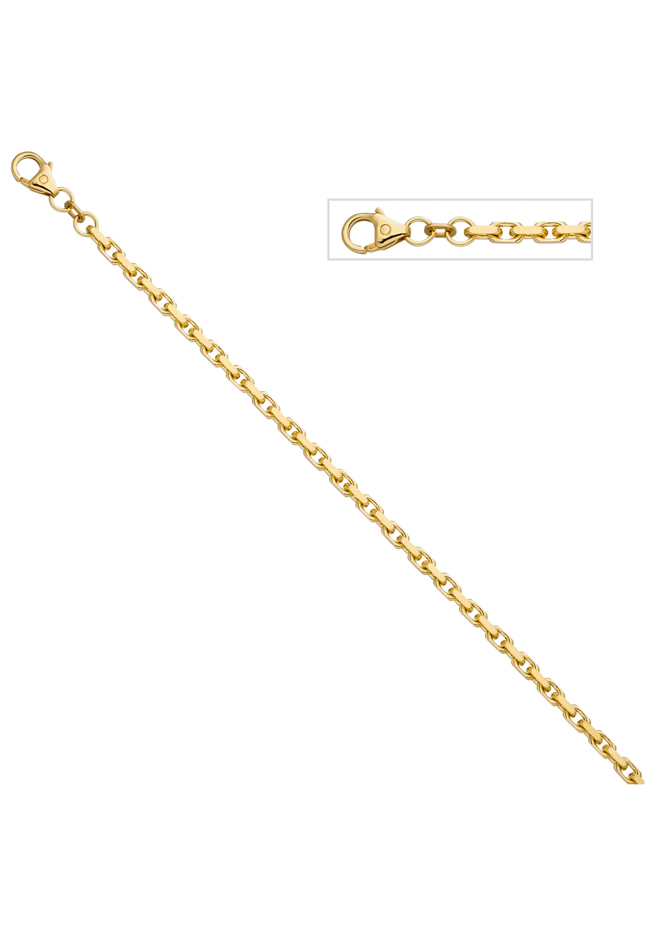 JOBO Damen Goldarmband "Ankerarmband 3 mm", 21cm, Gelbgold 585, gold, Gelbgold 585, Armbänder, 14 Karat 585 Gold diamantiert 21 cm