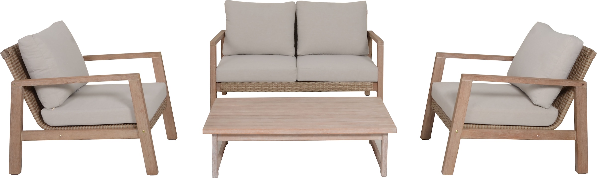 Garden Pleasure Gartenlounge-Set »»SAN««, (4 tlg.), 2 Sessel, Tisch LxB: 106x66 cm, inkl Kissen