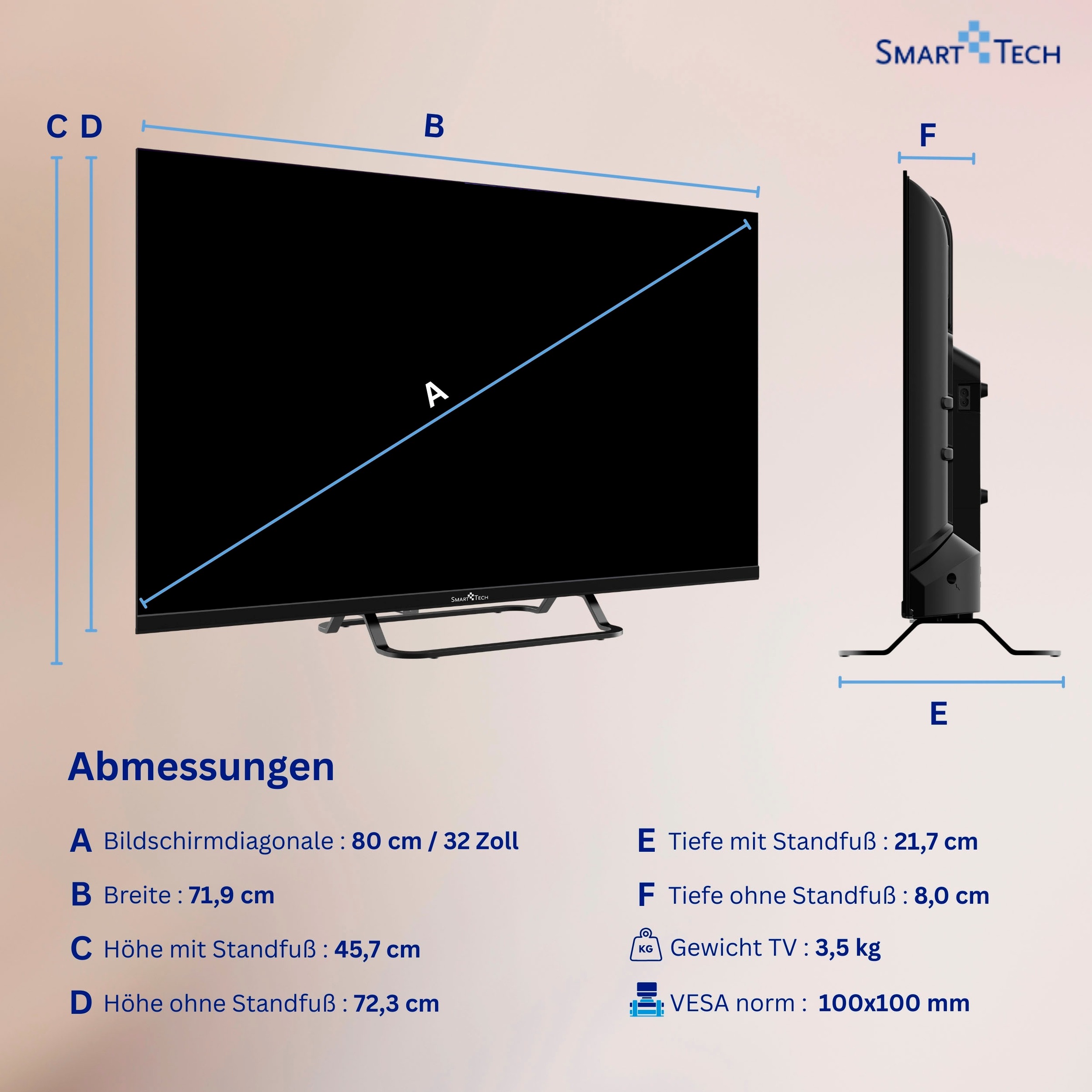 Smart Tech LED-Fernseher »32HV02V« 80 cm/32 ″ HD ready Smart-TV