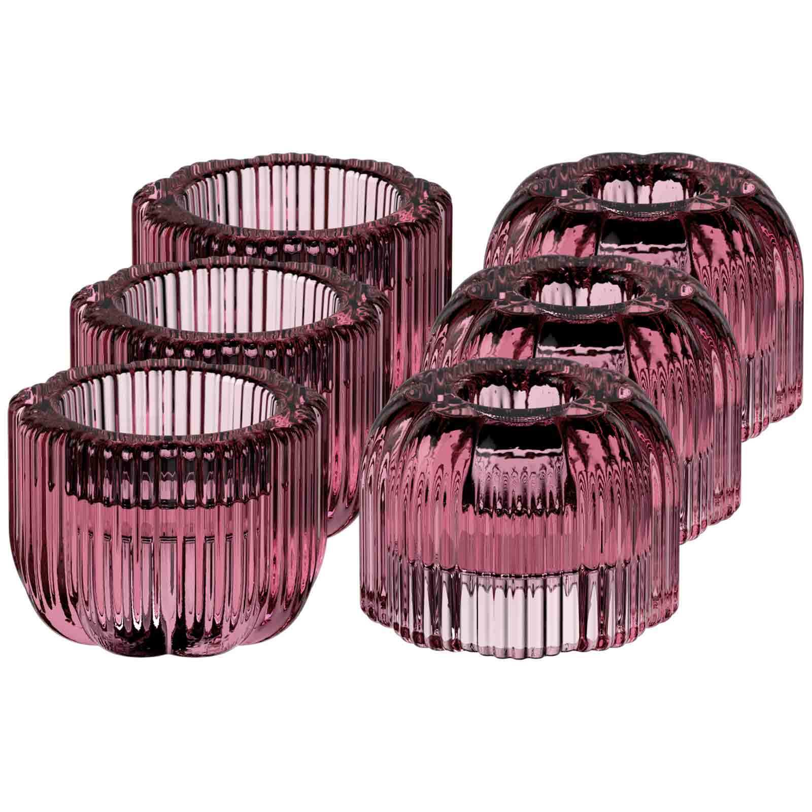 Villeroy & Boch Kerzenhalter "2in1-Kerzenständer Fleur ø 6,3 cm 6er Set pink" Spülmaschinenfest