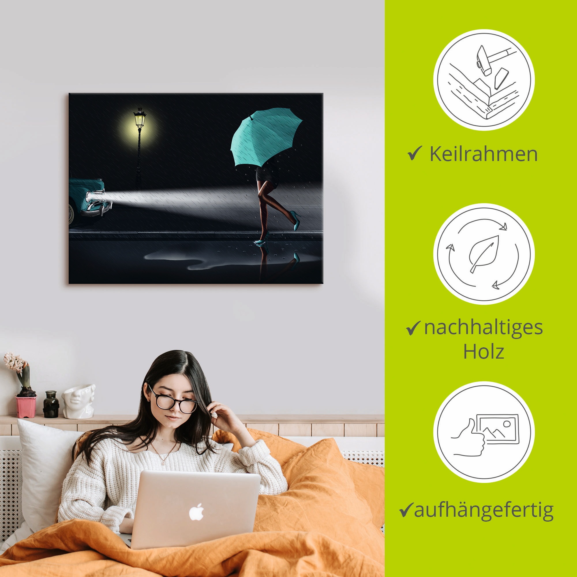 Artland Wandbild »Verregneter Tag 2«, Frau, (1 St.), als Leinwandbild, Poster in verschied. Größen