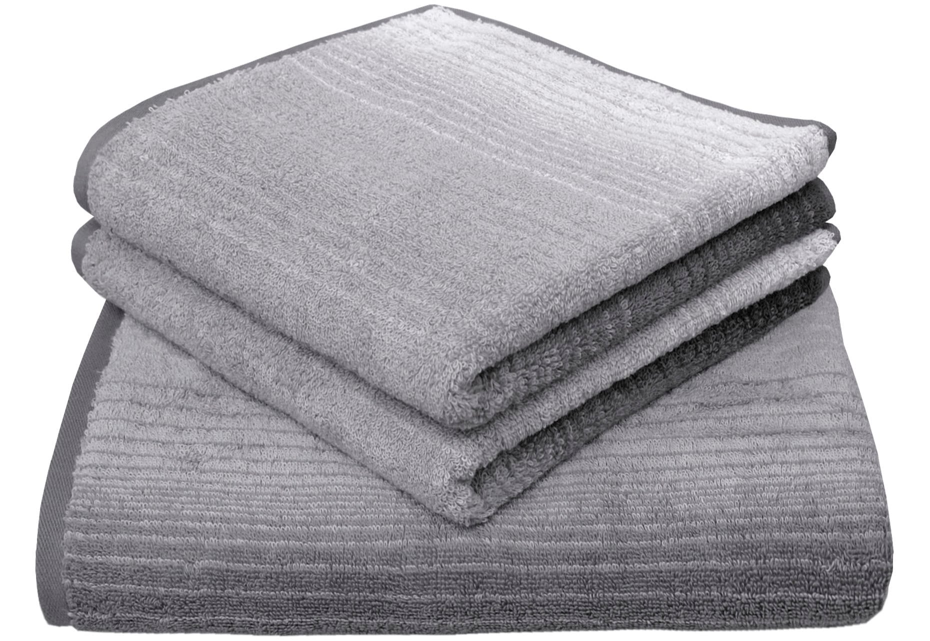 Dyckhoff Handtuch Set "Colori" Set 3 Stk. Walkfrottee 2 Handtücher & 1 Duschtuch,100% Bio Baumwolle, 450 g/m²