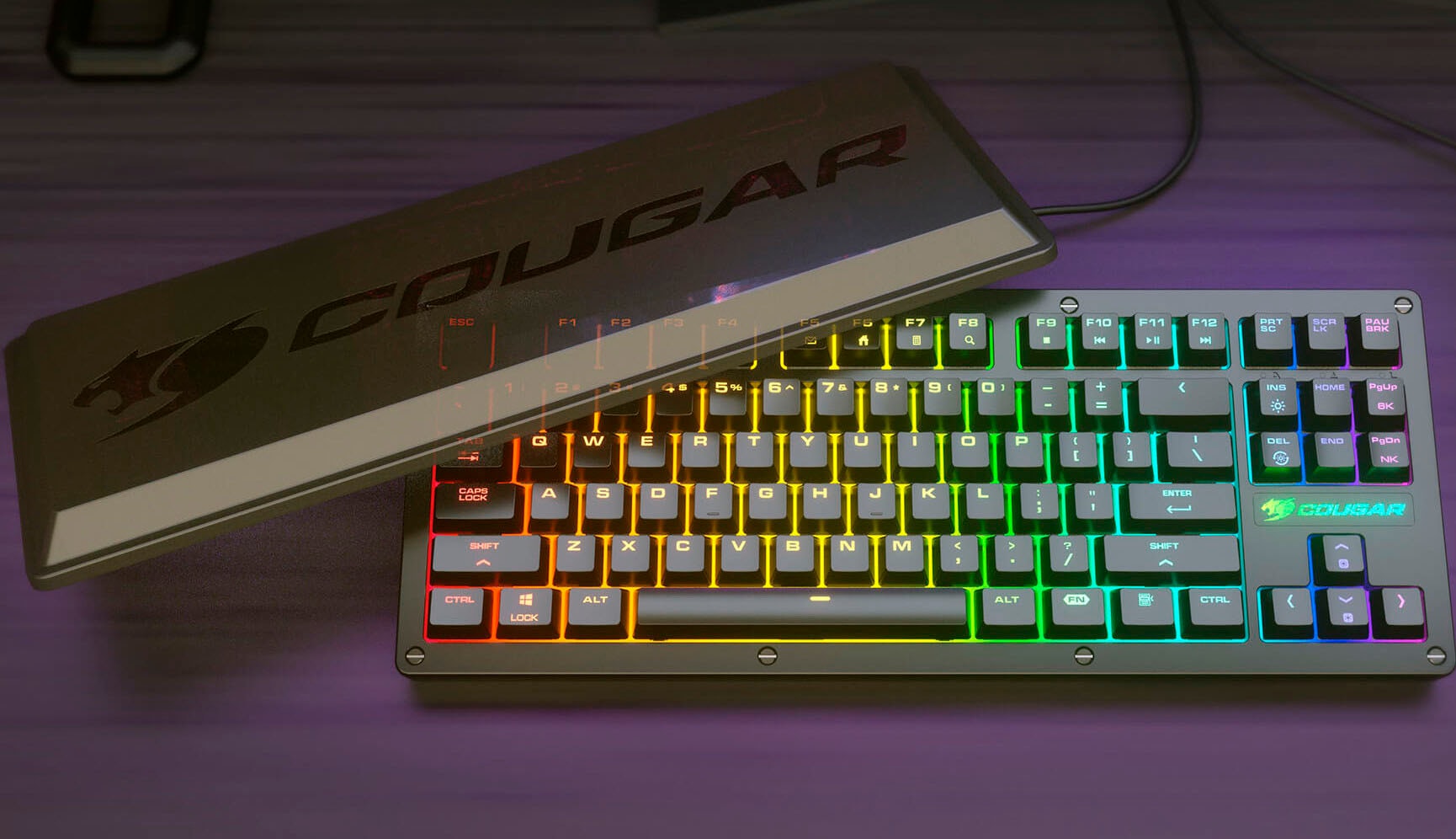 Cougar Gaming-Tastatur »Puri TKL RGB«, (Schutzhülle-Multimedia-Tasten-Funktionstasten-USB-Anschluss)