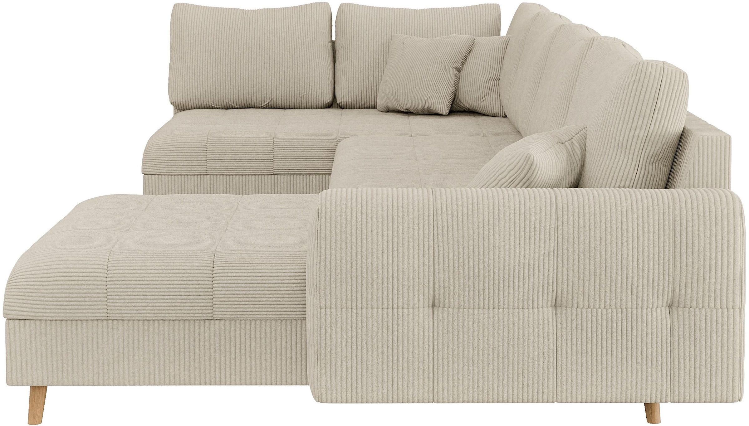 Home affaire Wohnlandschaft »CHARRE U-Form mit Ottomane, Maße B/T/H: 310/161/81 cm«, feine Steppung, lose Rücken- und Zierkissen, auch in Cord und Bouclé