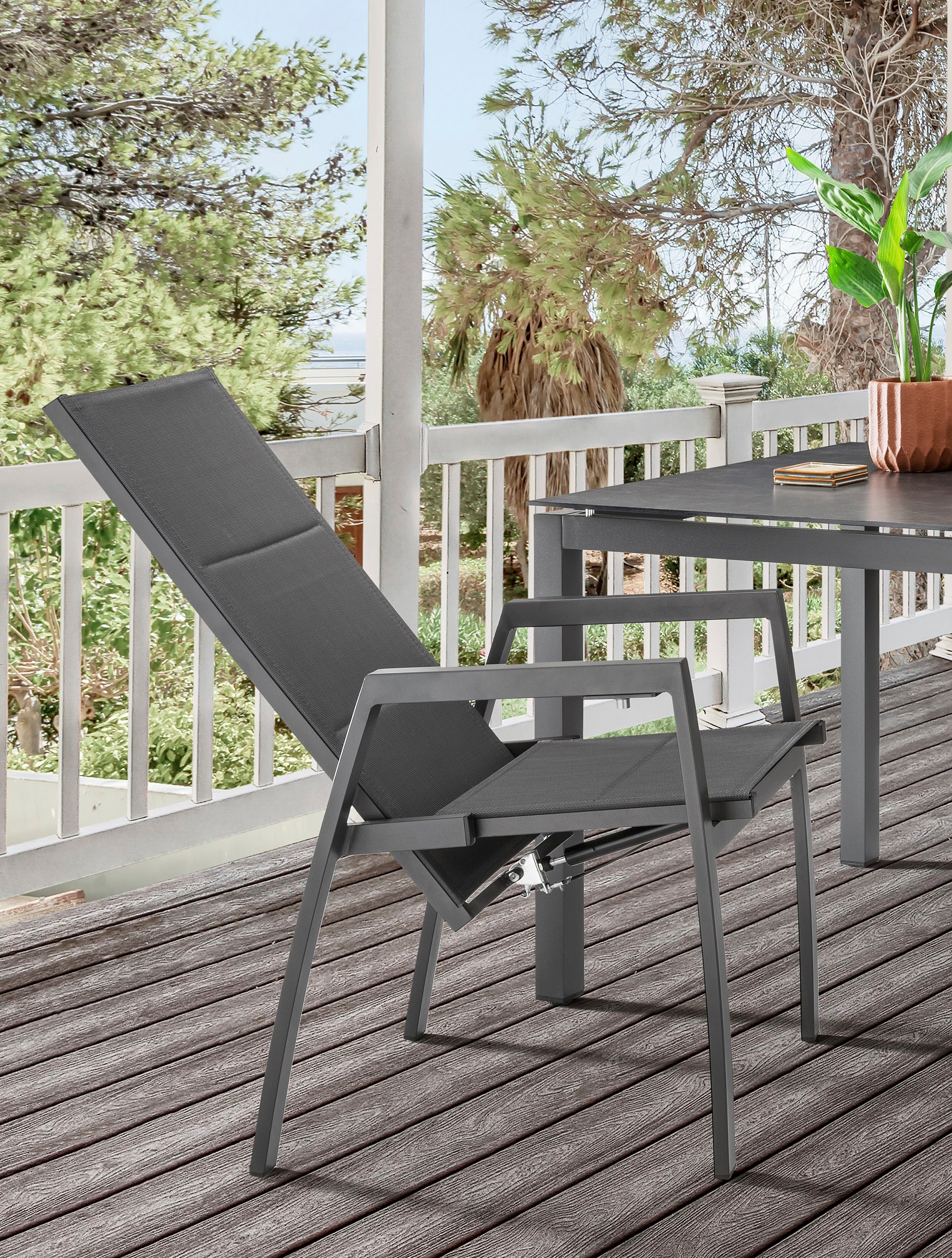 Destiny Garten-Essgruppe »COSTA CREMONA«, (5 tlg.), 4 Hochlehner Textilene, 1 Tisch 160x90x74 cm
