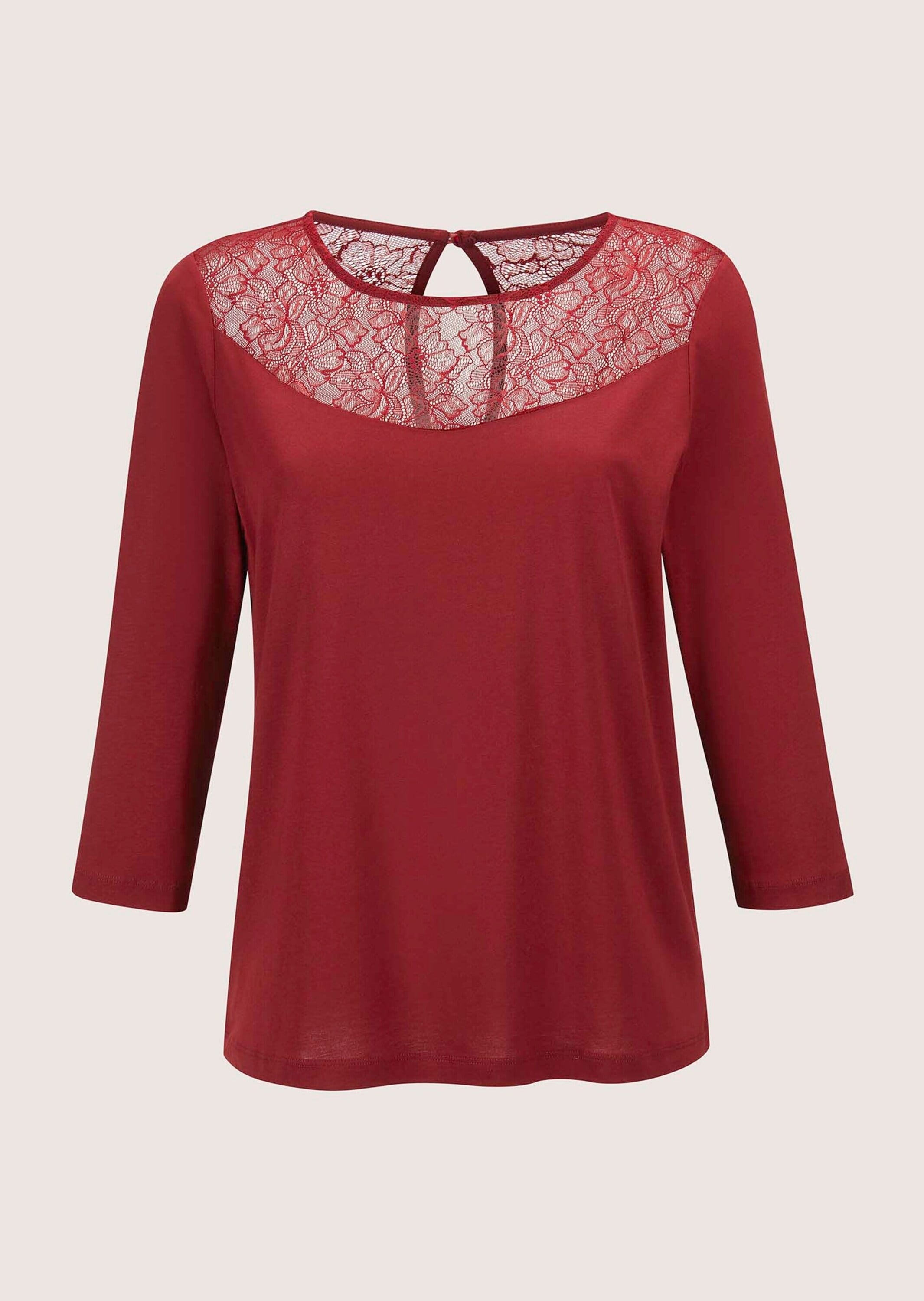 MADELEINE Kurzarmshirt "Shirt Rundhals-Shirt mit Spitze, Baumwollmix"
