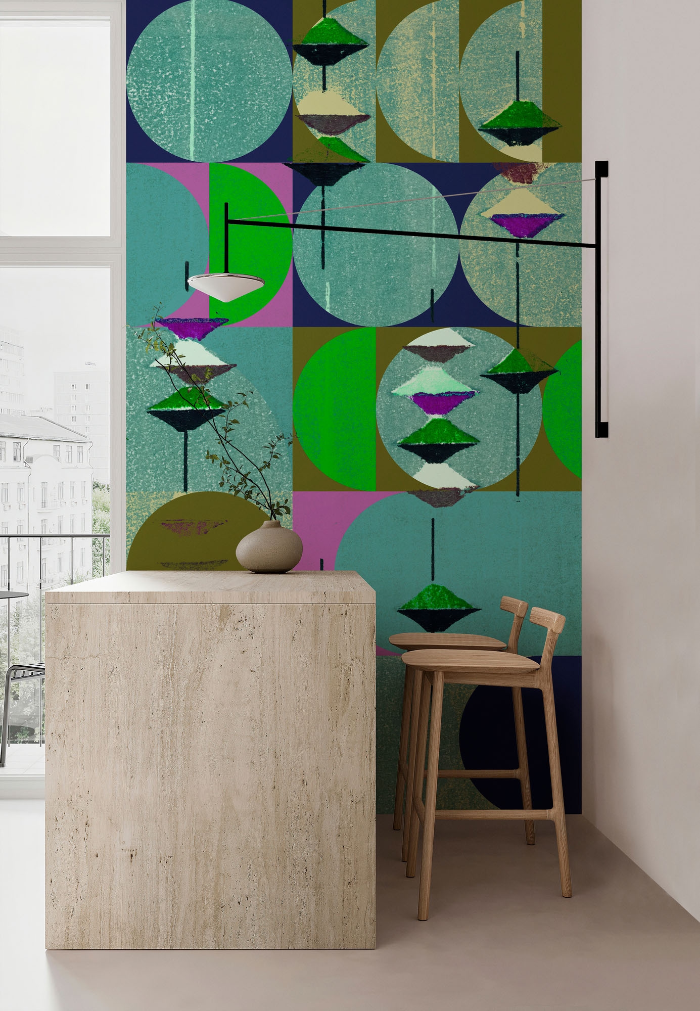 living walls Fototapete »Walls by Patel 5 Fototapete Abstrakte Kreise« geometrisch glatt Abstrakte Kreise auf 200 g/m² Premium-Vlies