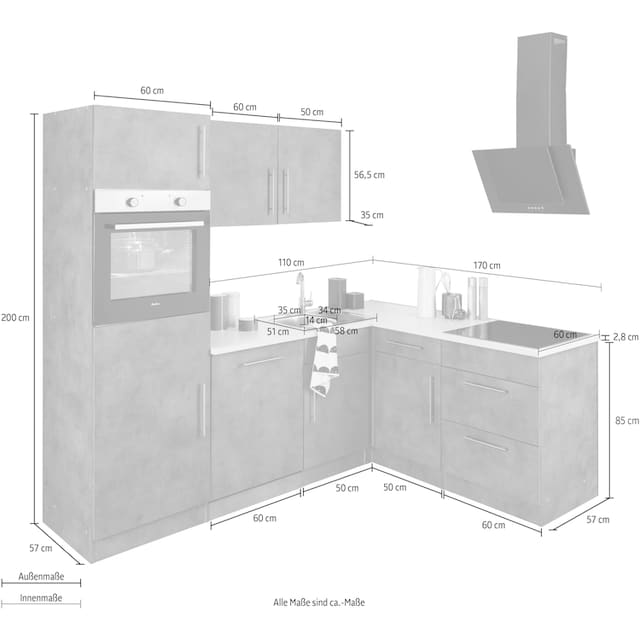 wiho Küchen Winkelküche »Cali« Wahlweise mit Aufbauservice | BAUR