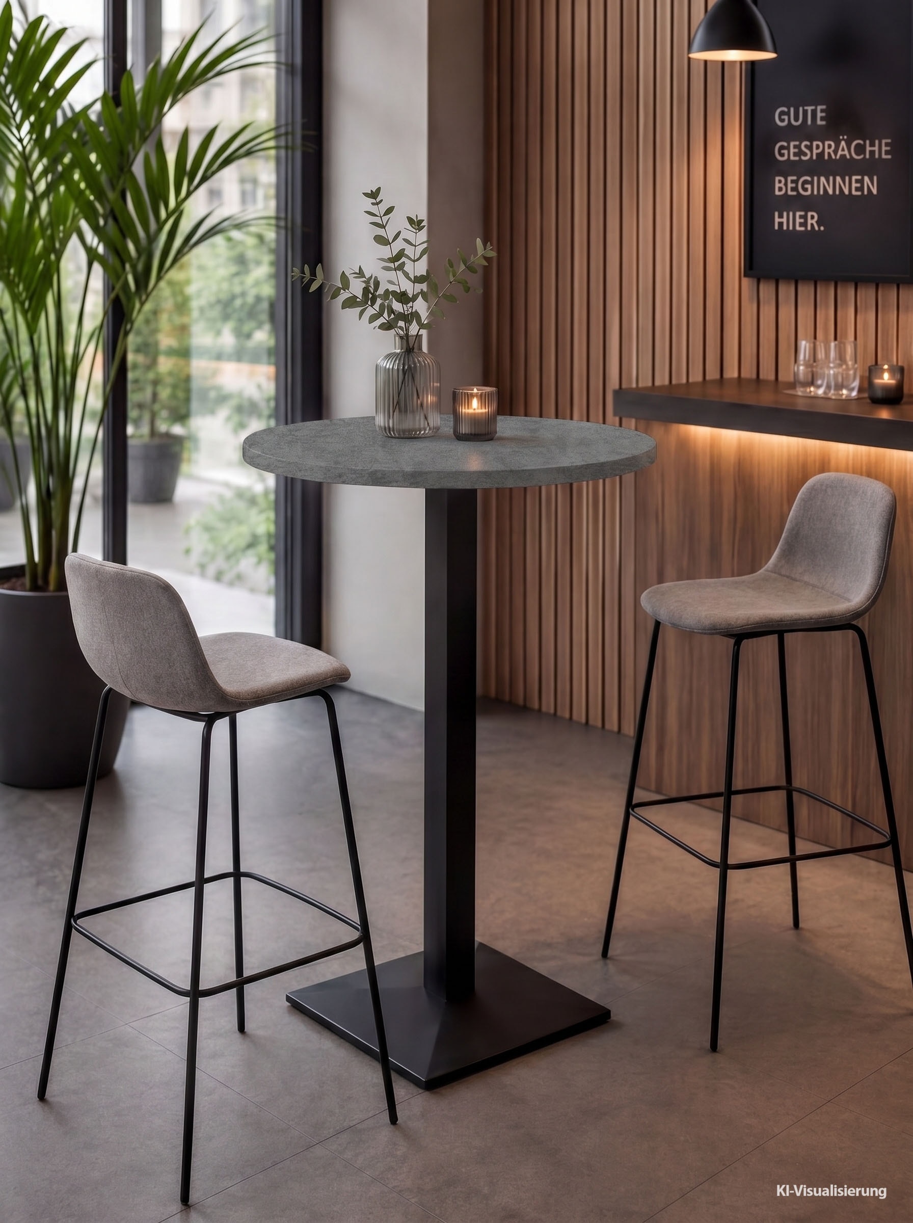 Mäusbacher "Big Bistro Metall" Quadrat-Säulengestell, runde Platte Ø 70 cm x H 105 cm