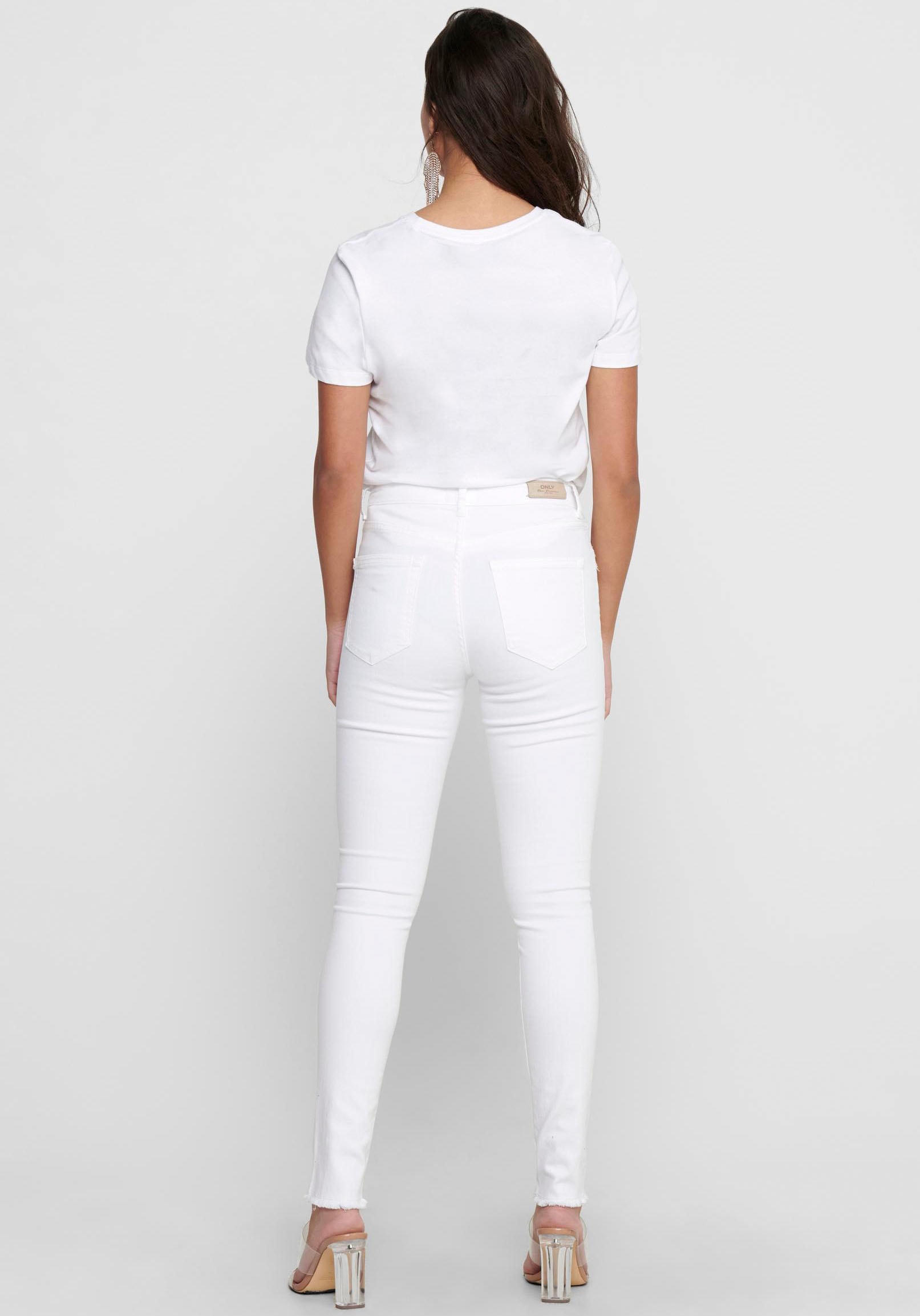 Only Damen Jeans onlBLUSH MID SK ANK RAW REA0730 - Skinny Fit - Weiß - Whit günstig online kaufen