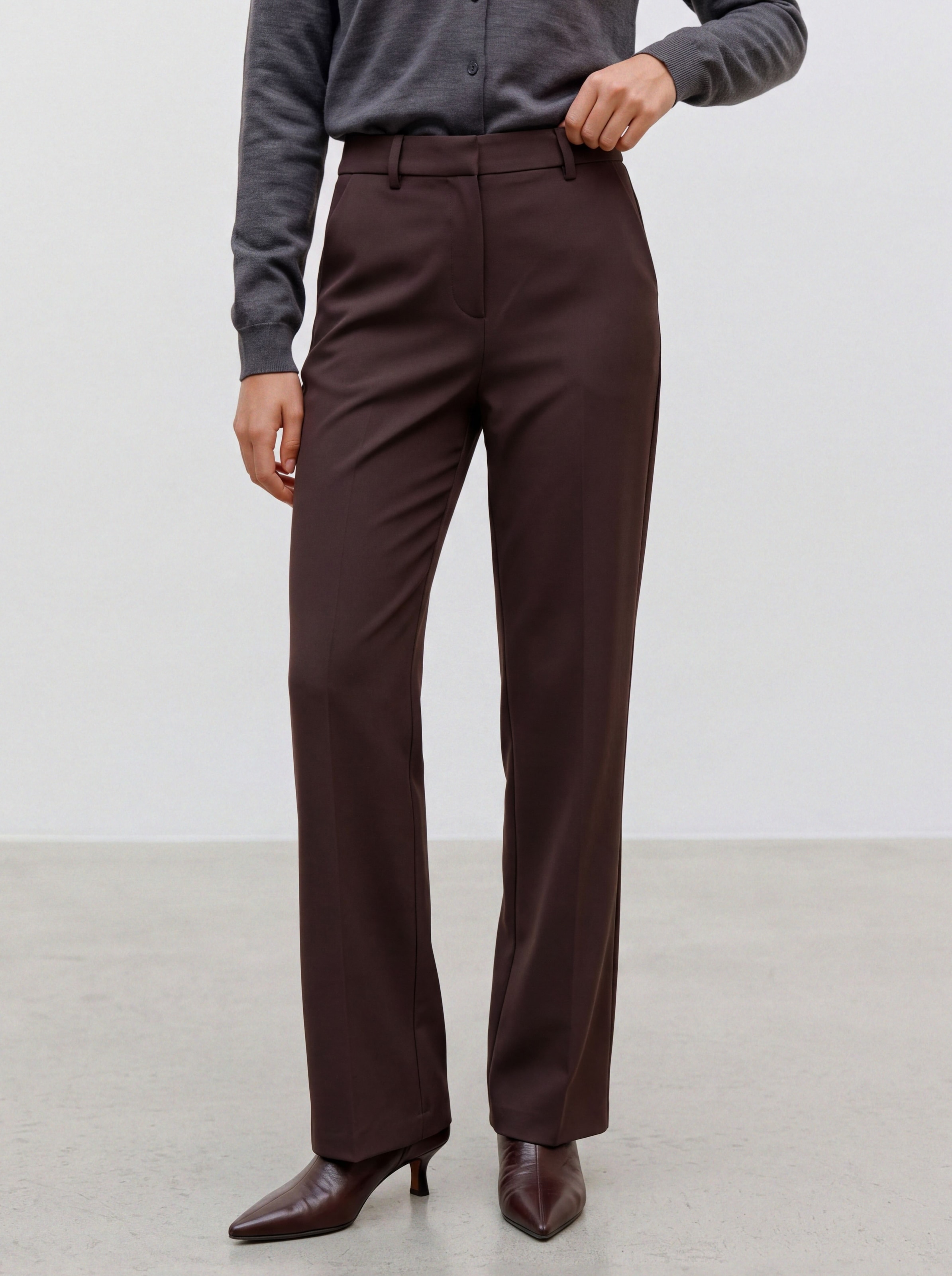 "Anzughose VERO MODA ""VMMAYA MR STRAIGHT SOLID PANT"", Damen, Gr. XL, Länge 34, braun (chocolate torte), Web, Obermaterial: 62% Polyester, 33%