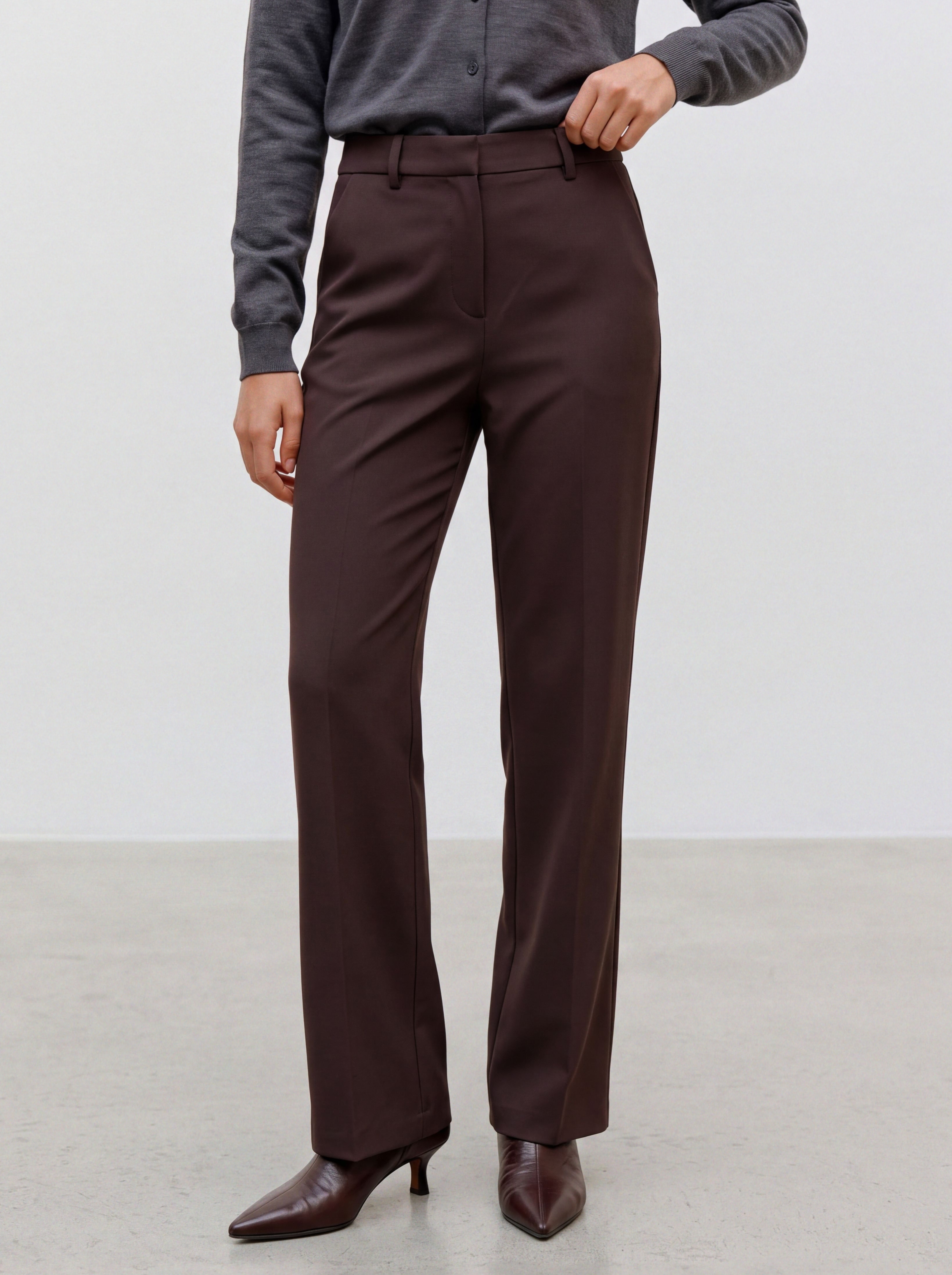 Vero Moda "VMMAYA MR STRAIGHT SOLID PANT" Materialmix, mit Stretch, mide rise, straight fit