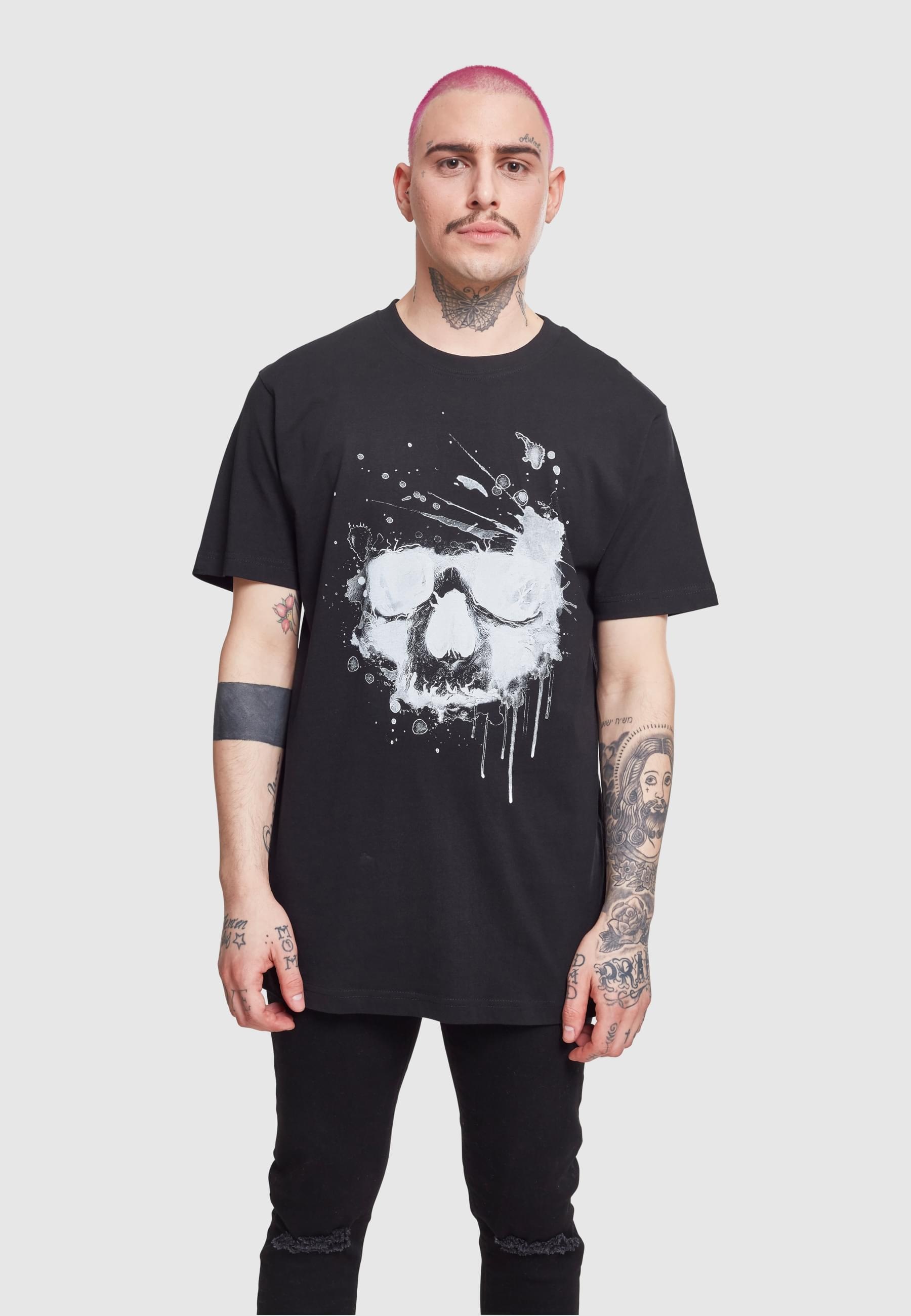 MisterTee T-Shirt »MisterTee Herren Waterpaint Skull Tee«, (1 tlg.)