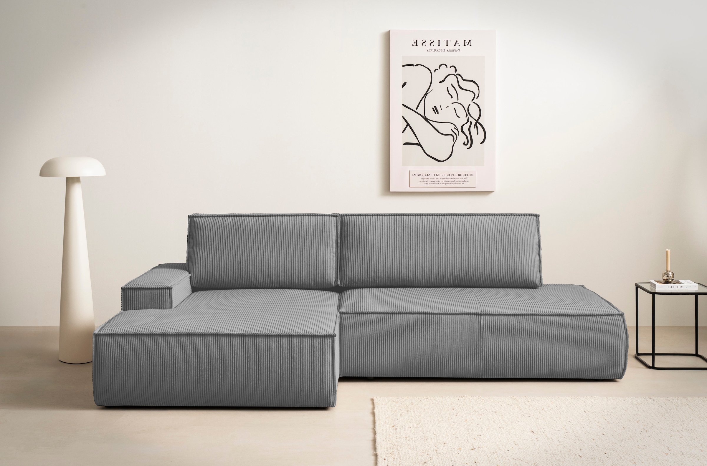 Home affaire Ecksofa "SHERWOOD, Schlafsofa in L-Form offen (275cm), Cord, L günstig online kaufen
