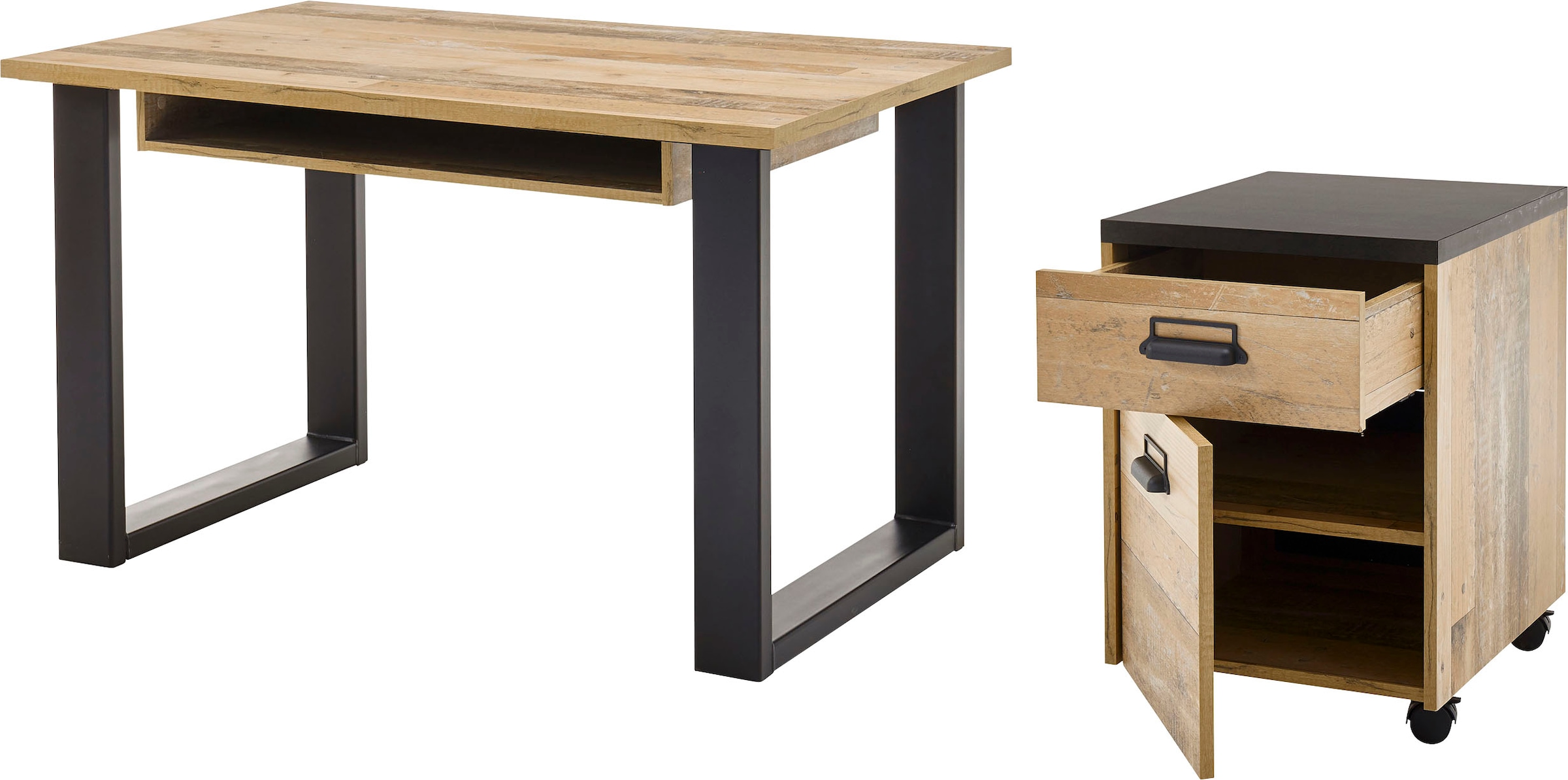 Home affaire Schrank-Set "SHERWOOD" 2 Stk. tlg. Büromöbel Set, mit Apotheke günstig online kaufen