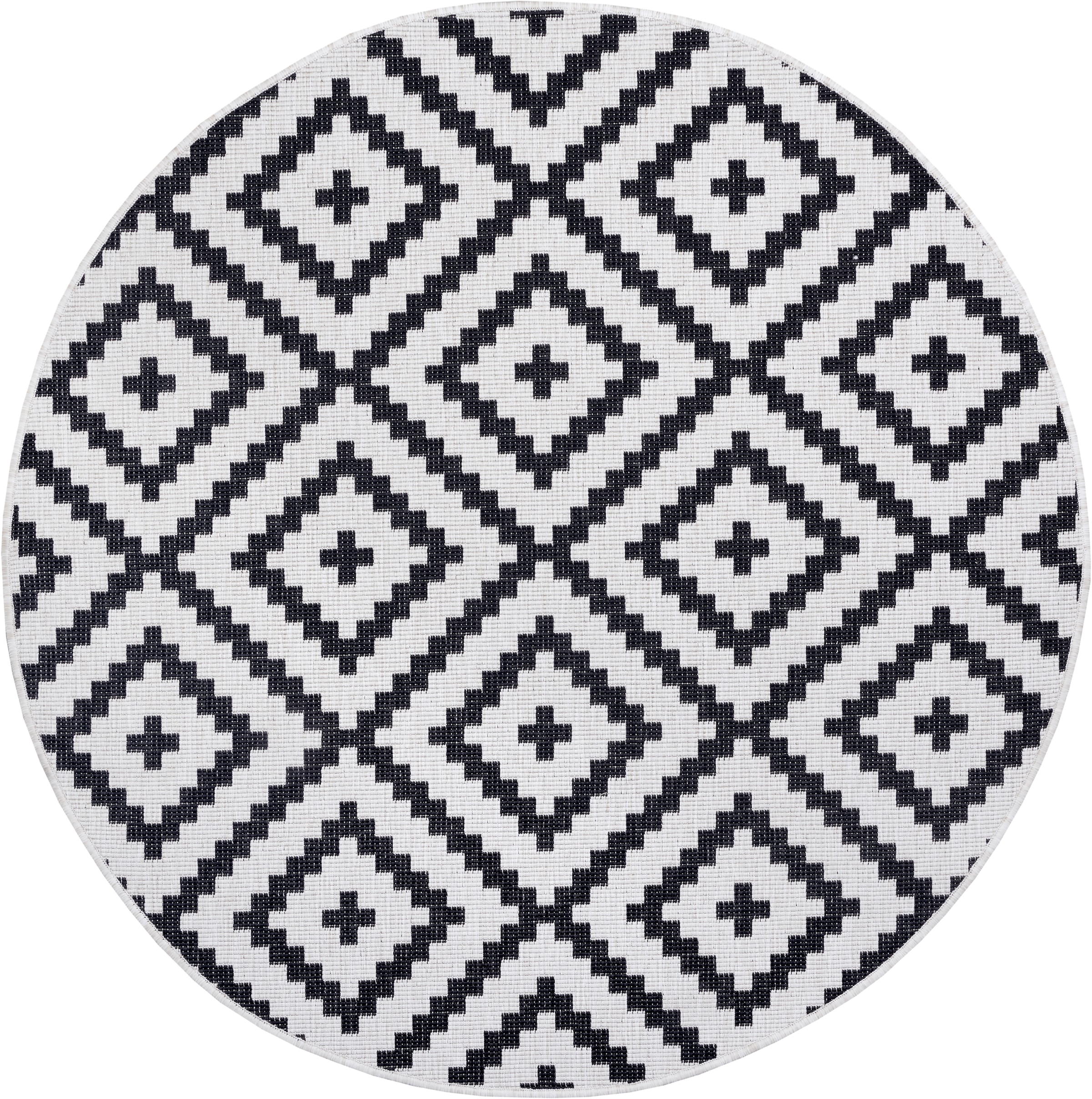my home Teppich »Ronda Wendeteppich«, rund, 5 mm Höhe, Sisal-Optik, Flachgewebe, In- und Outdoor, geometrisches Boho Design