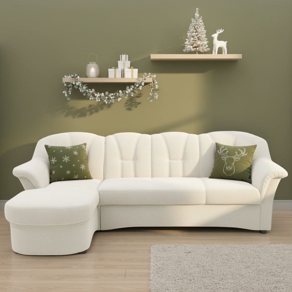 DOMO collection Ecksofa "FLORES Schlafsofa, 233x142x86 cm, L-Form" whlw. mit Bettfunktion, whlw. mit Federkern