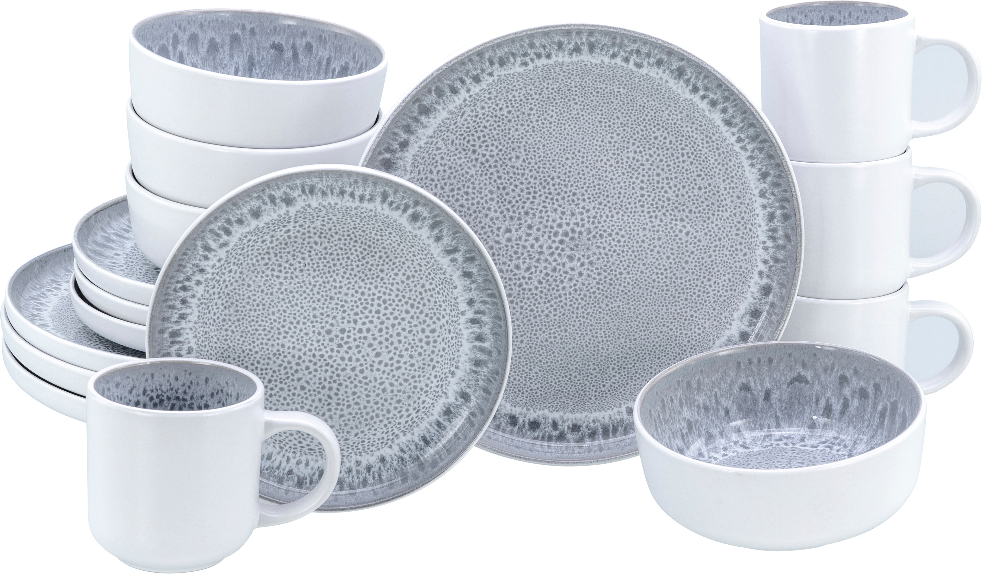 CreaTable Kombiservice "Nordic Fjord, Service, 16-tlg." Skandinavisches Design, Reativglasur