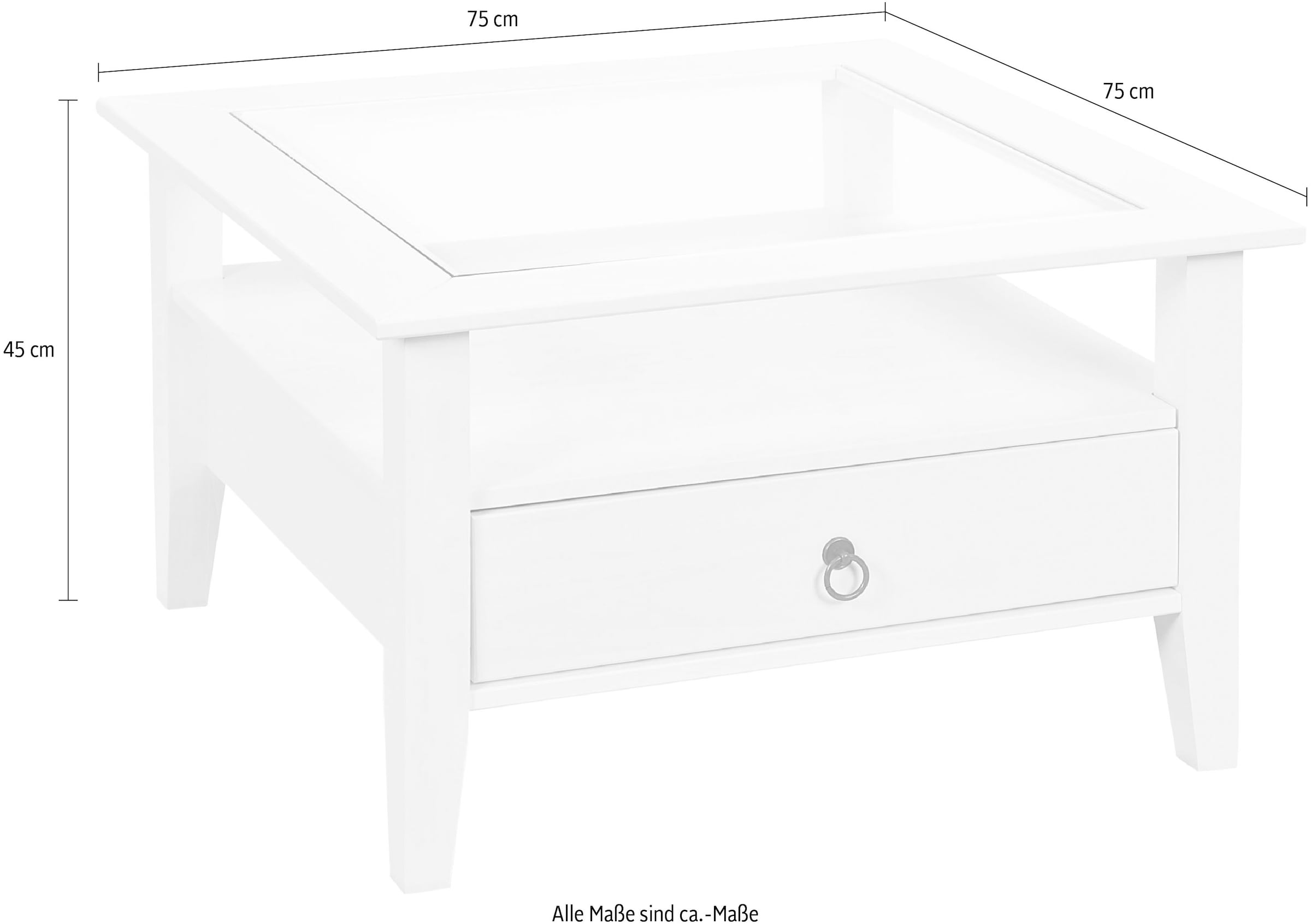 Inter Link Couchtisch »Couchtisch Provence« 1 Stk. tlg. Kiefer Massiv, Stauraum, BxTxH: ca. 75 x 75 x 45 cm