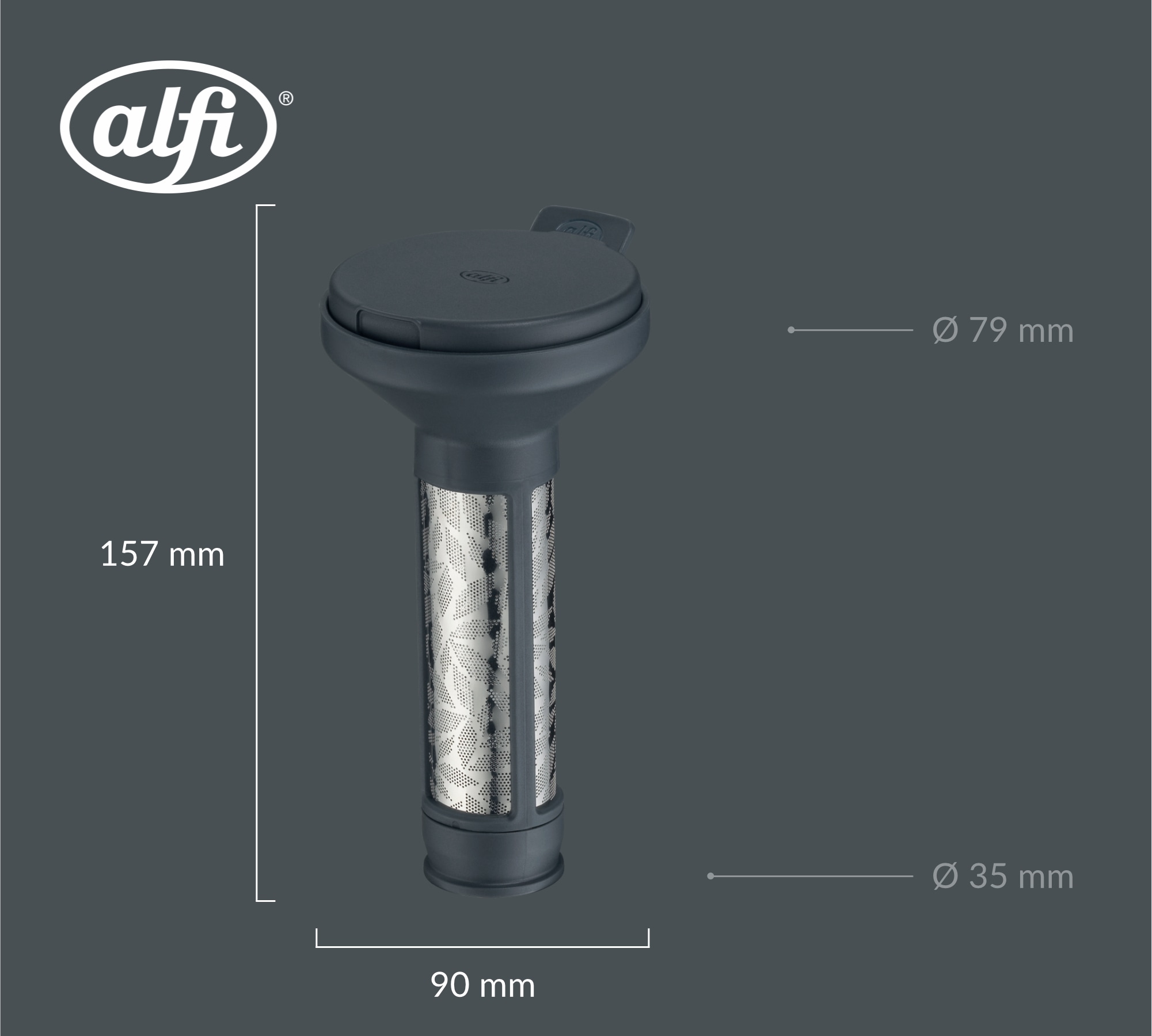 Alfi Teesieb »AROMA TEA Teefilter graphite« mit abnehmbarem Boden und Abtropfschale