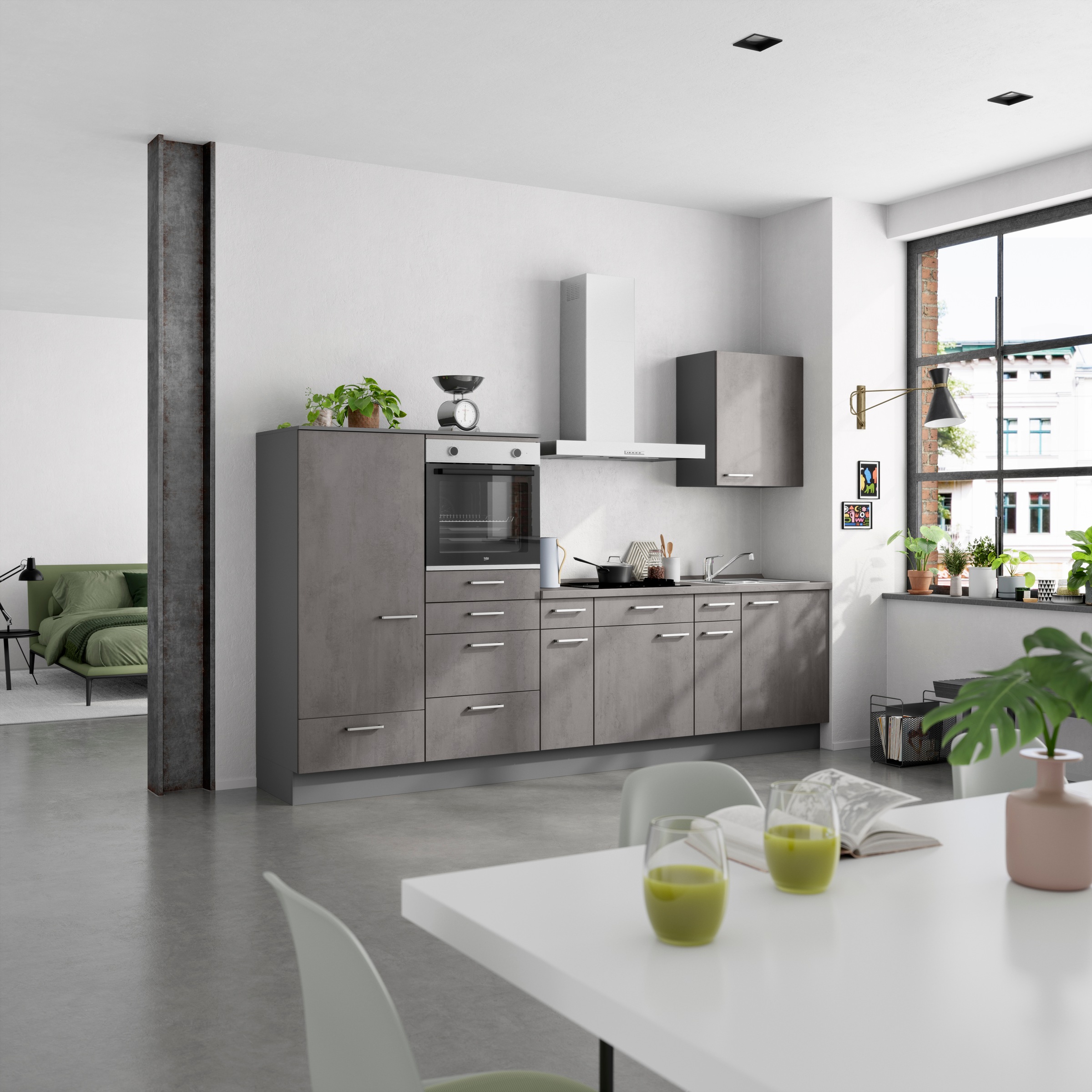 nobilia® Küchenzeile »"Riva I"«, vormontiert, Ausrichtung wählbar, Breite 300 cm, wahlw. mit E-Geräten