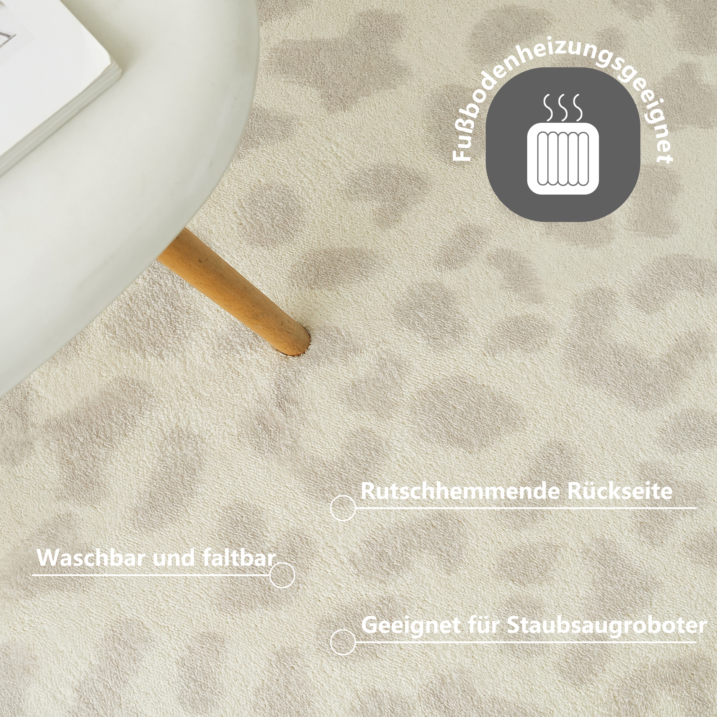 OTTO home Teppich »Leo, mit trendigem Leopardenmuster, waschbar« rechteckig 12 mm Höhe kuschelig & weich, modern, Animal Print, Wohnzimmer, Schlafzimmer