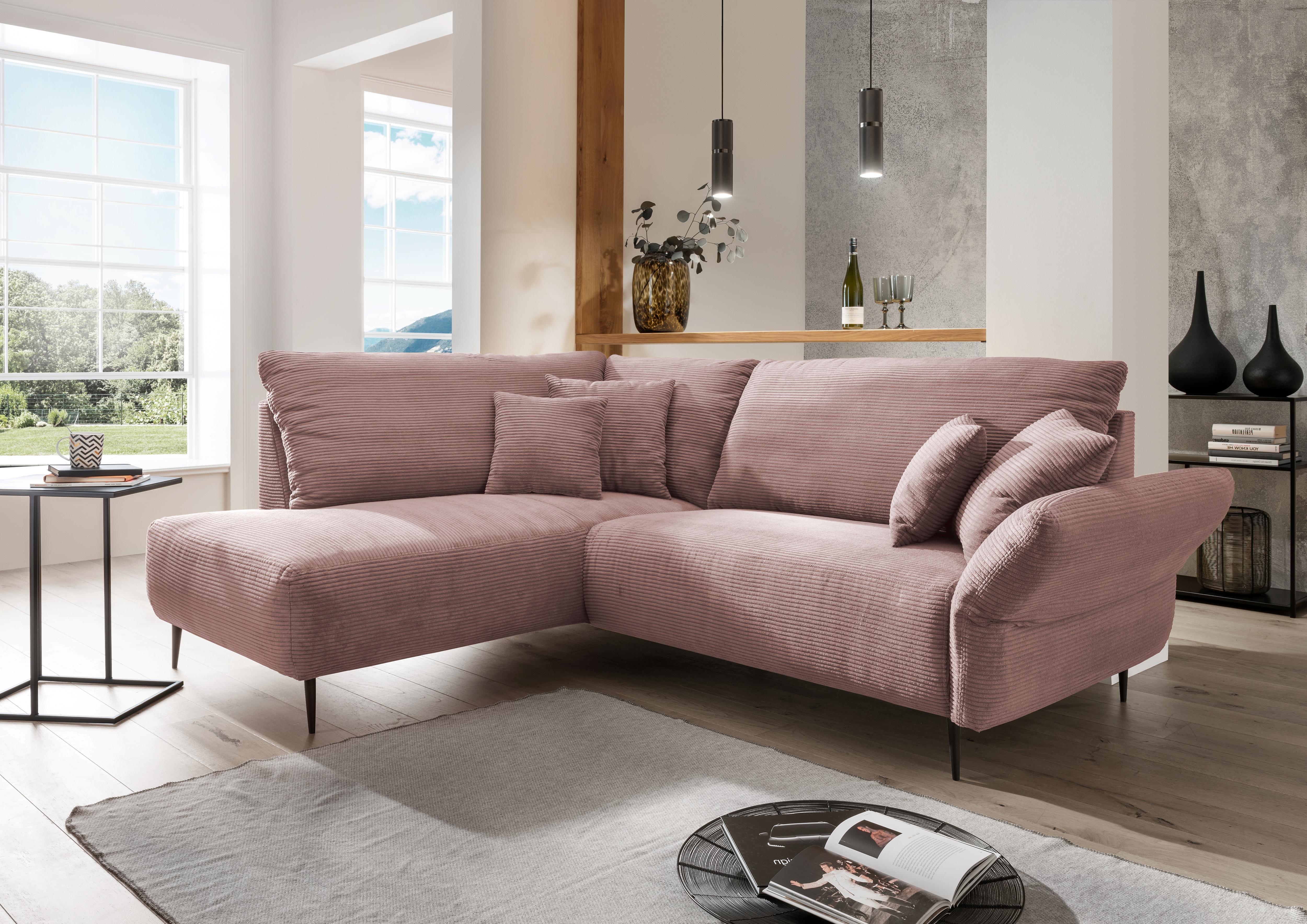 Home affaire Ecksofa "Vanilla modern& bequem, Breite 255cm, tolle Detailverarbeitung" verstellbare Armlehne für Wohlfühlkomfort